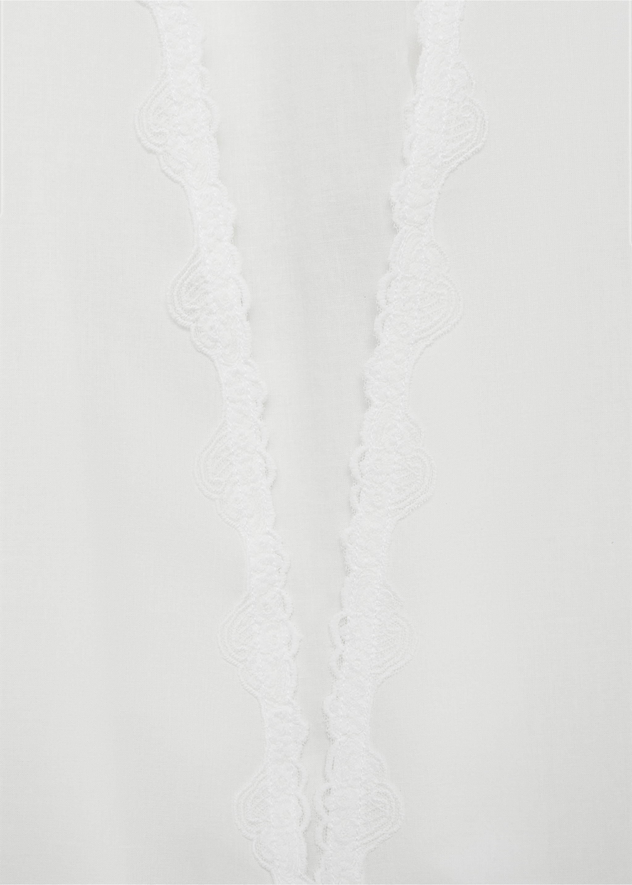 Baumwoll-Morgenmantel mit Seidenspitze - Detail des Artikels 8, Weiß. Ref: 87085730-00.