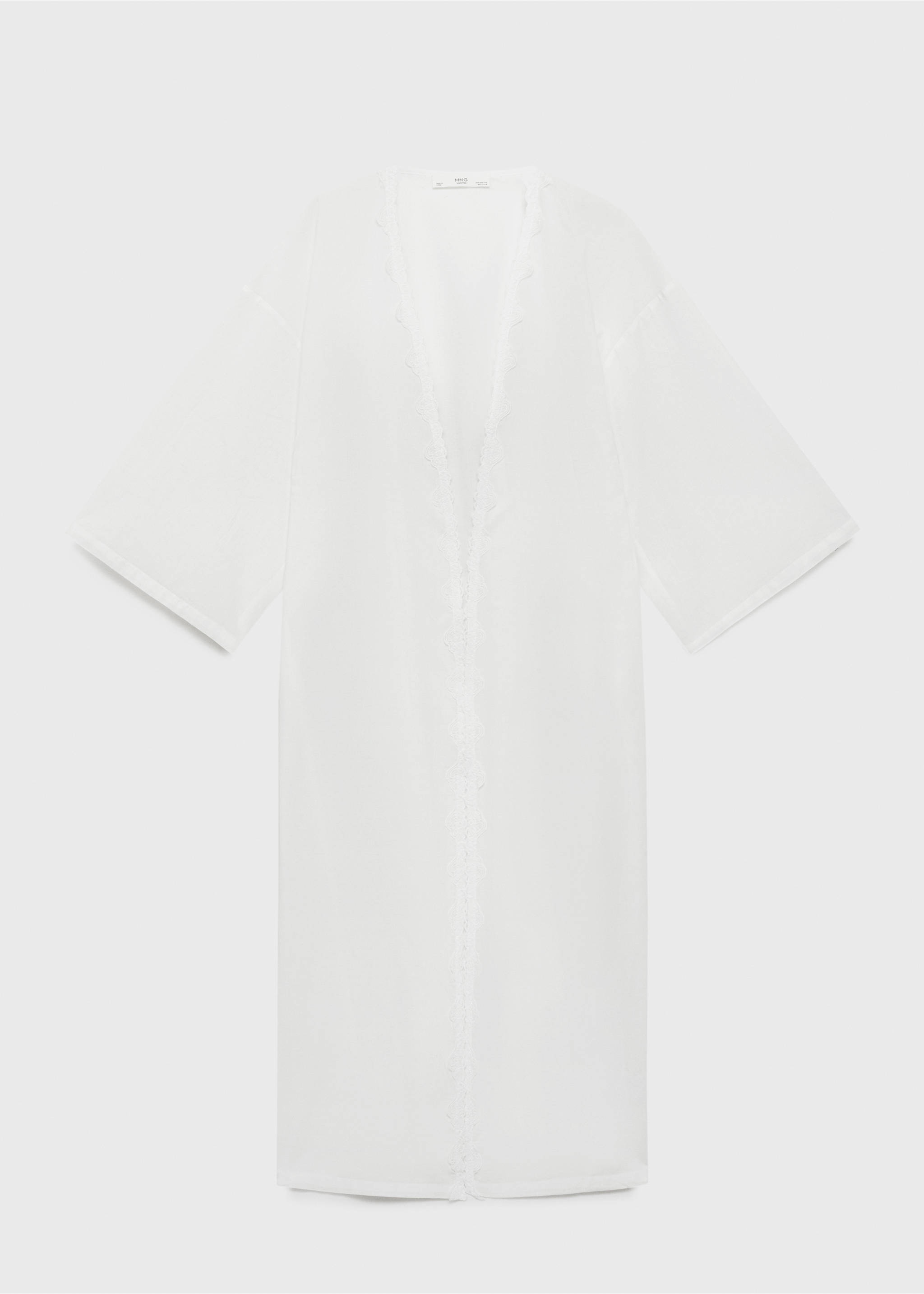 Robe de chambre en coton avec dentelle - Article sans modèle, Blanc. Ref: 87085730-00.