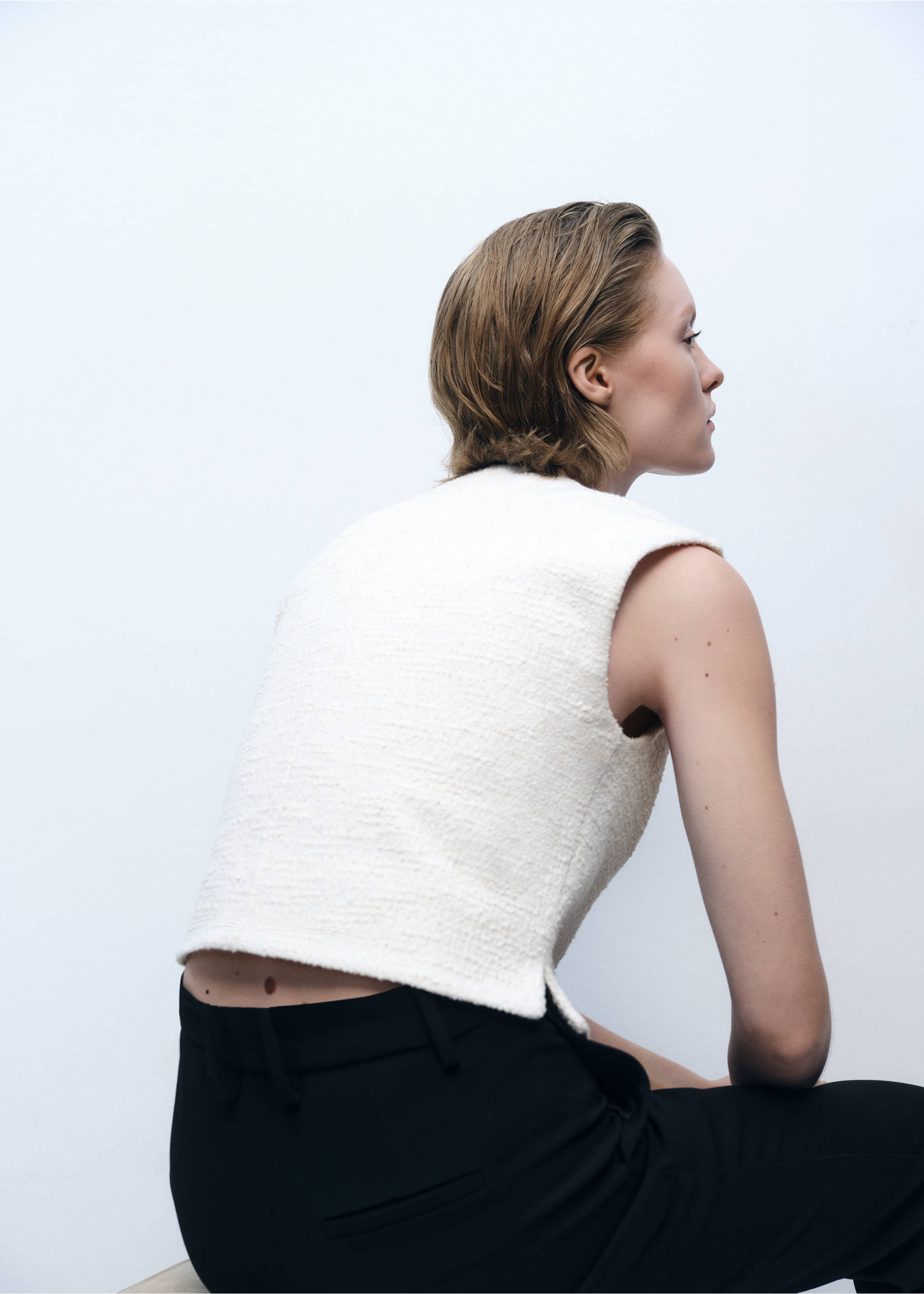 Chaleco tweed botones - Reverso del artículo, Crudo. Ref: 87085744-00.