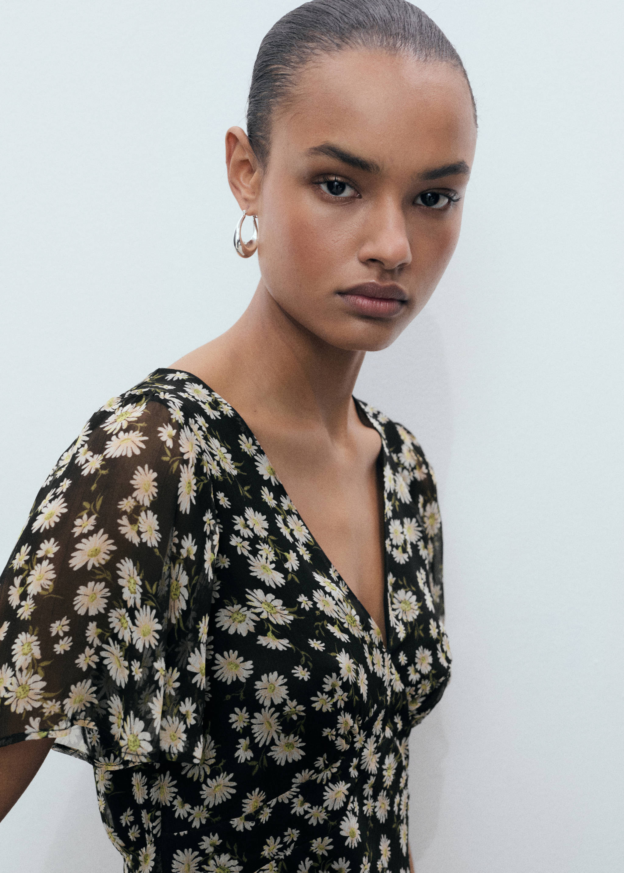 Floral-print straight-fit midi-dress - Details of the article 1