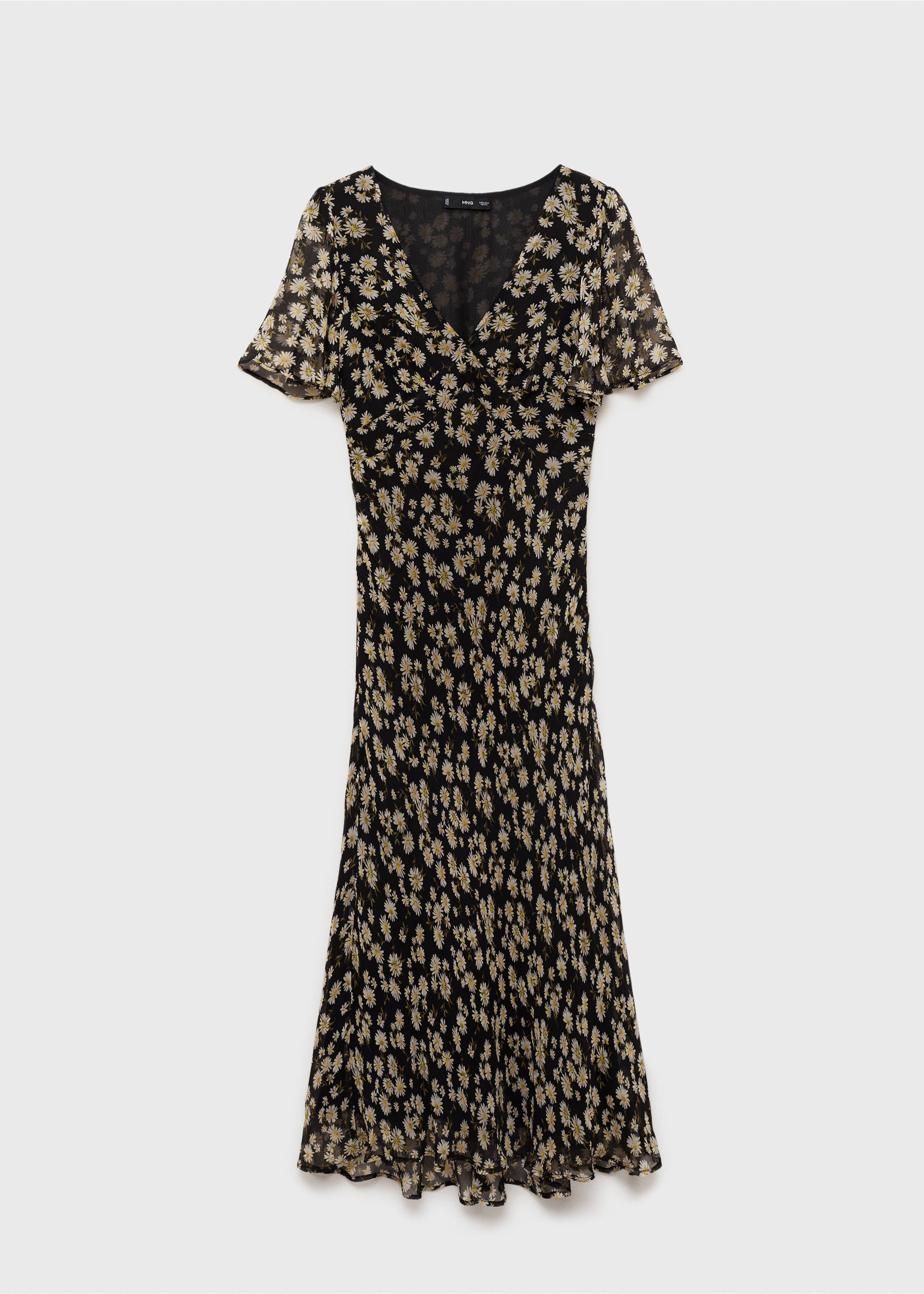 Floral-print straight-fit midi-dress - Article without model, Black. Ref: 87085745-00.