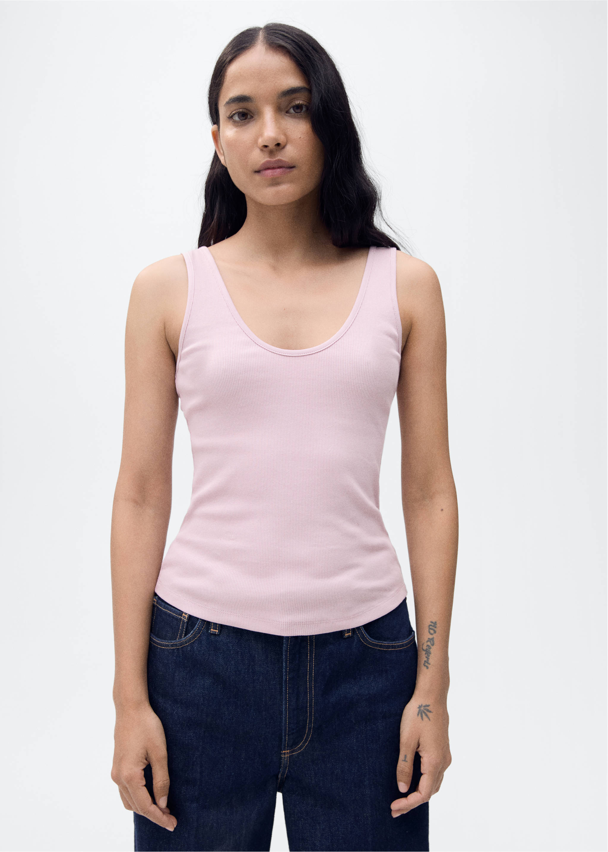 Cotton top with wide straps - Medium plane, Pink. Ref: 87085747-00.