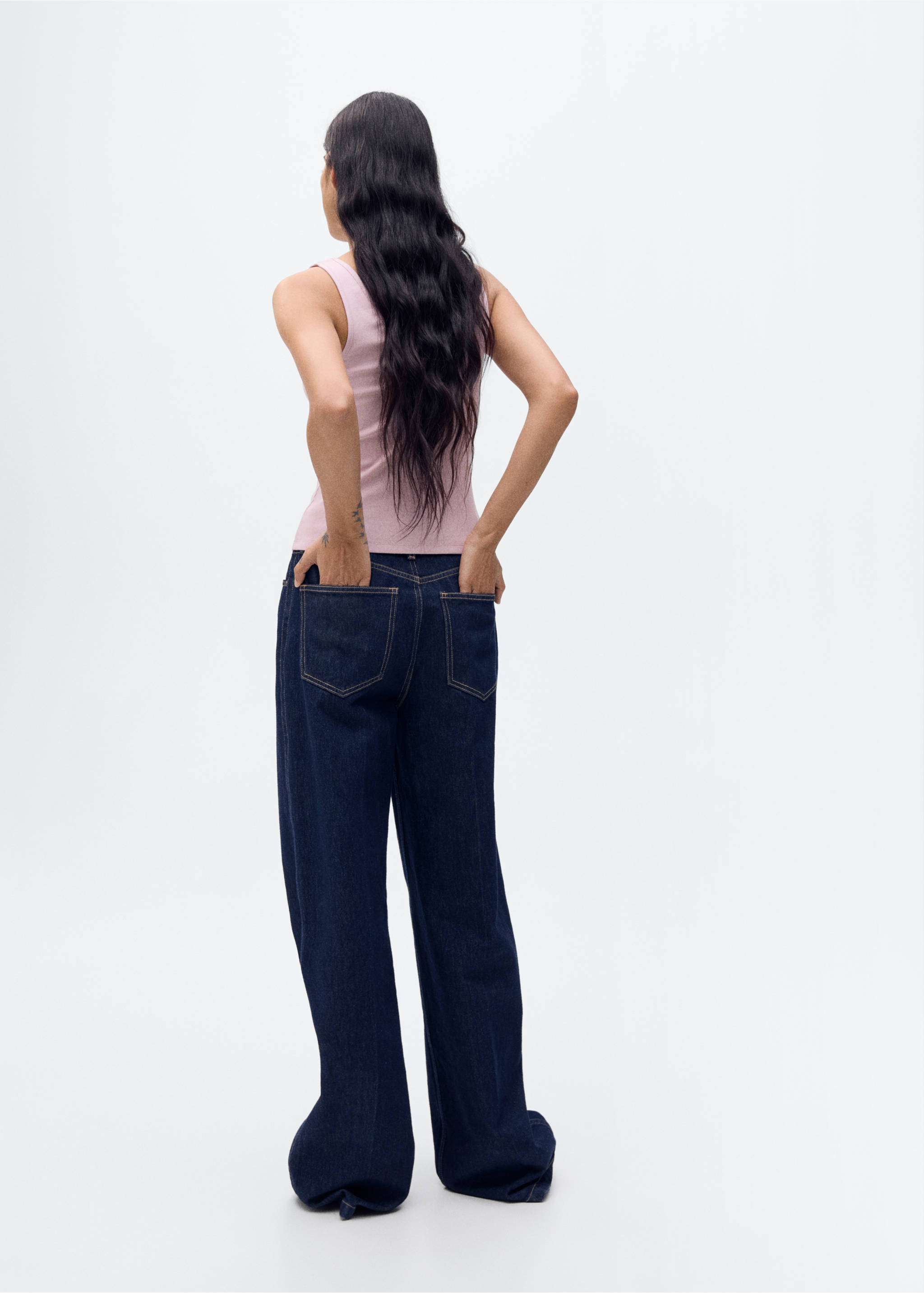 Cotton top with wide straps - Reverse of the article, Pink. Ref: 87085747-00.