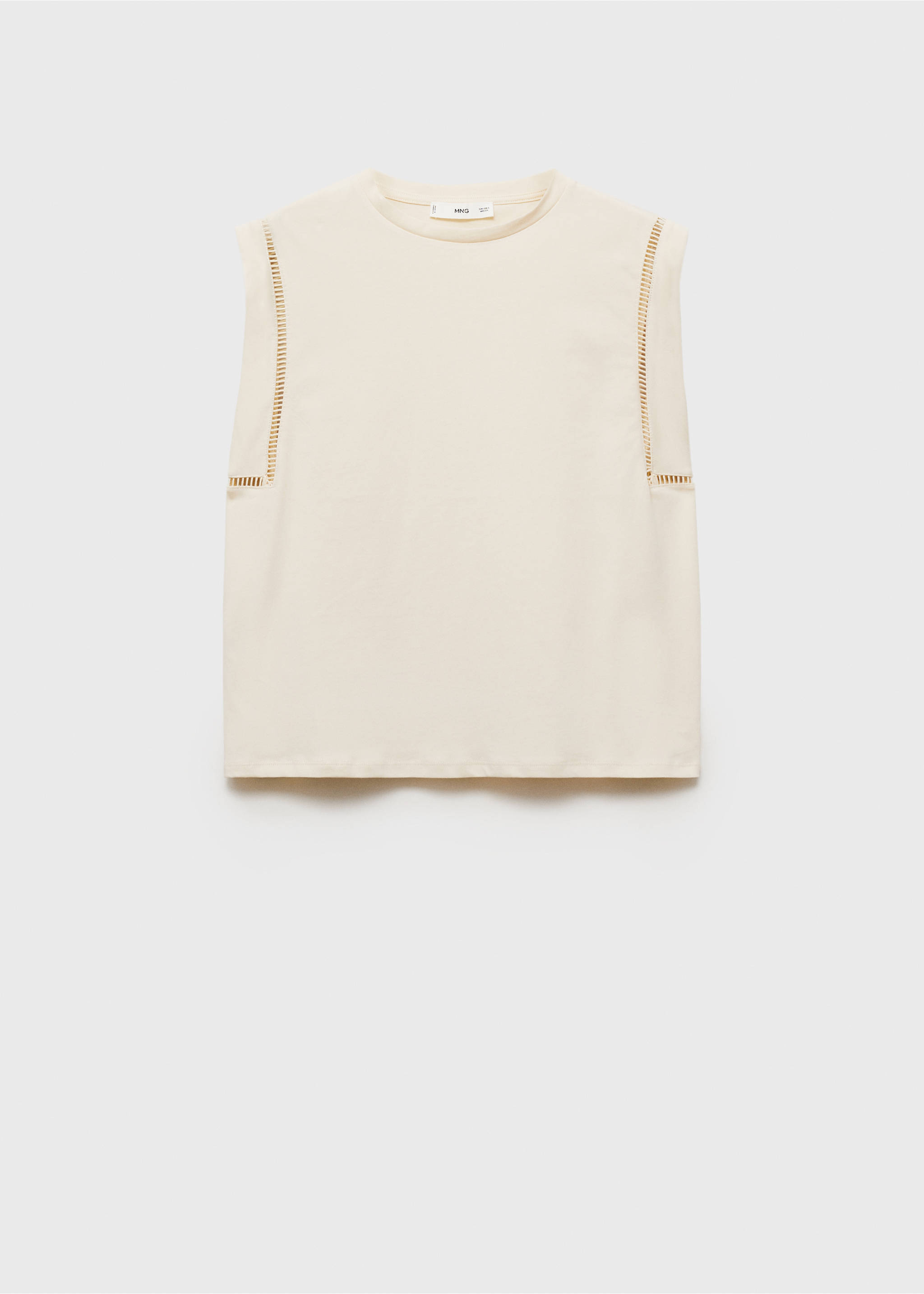 Cotton t-shirt with openwork trim - Article without model, Beige. Ref: 87085752-00.