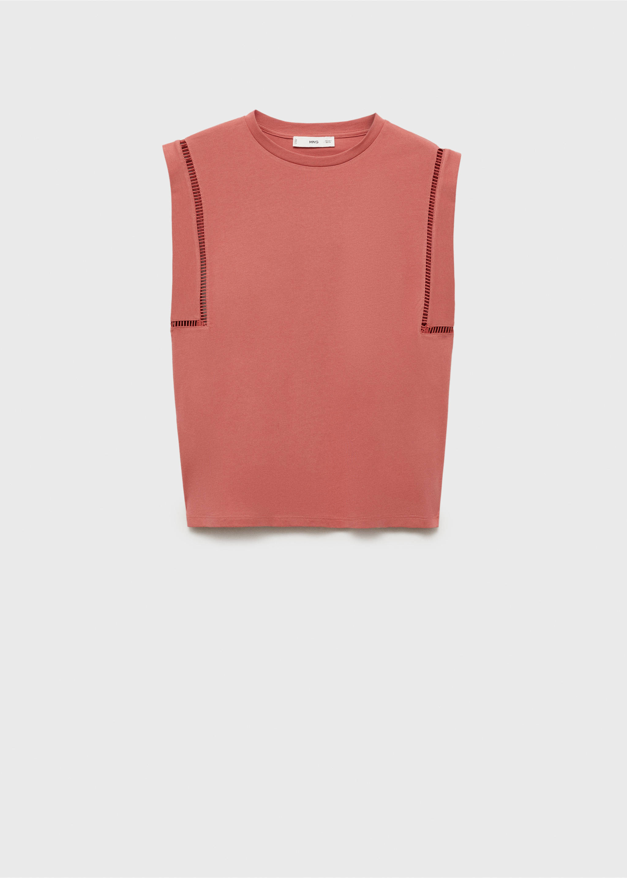 Camiseta algodón ribetes calados - Artículo sin modelo, Fresa. Ref: 87085752-00.