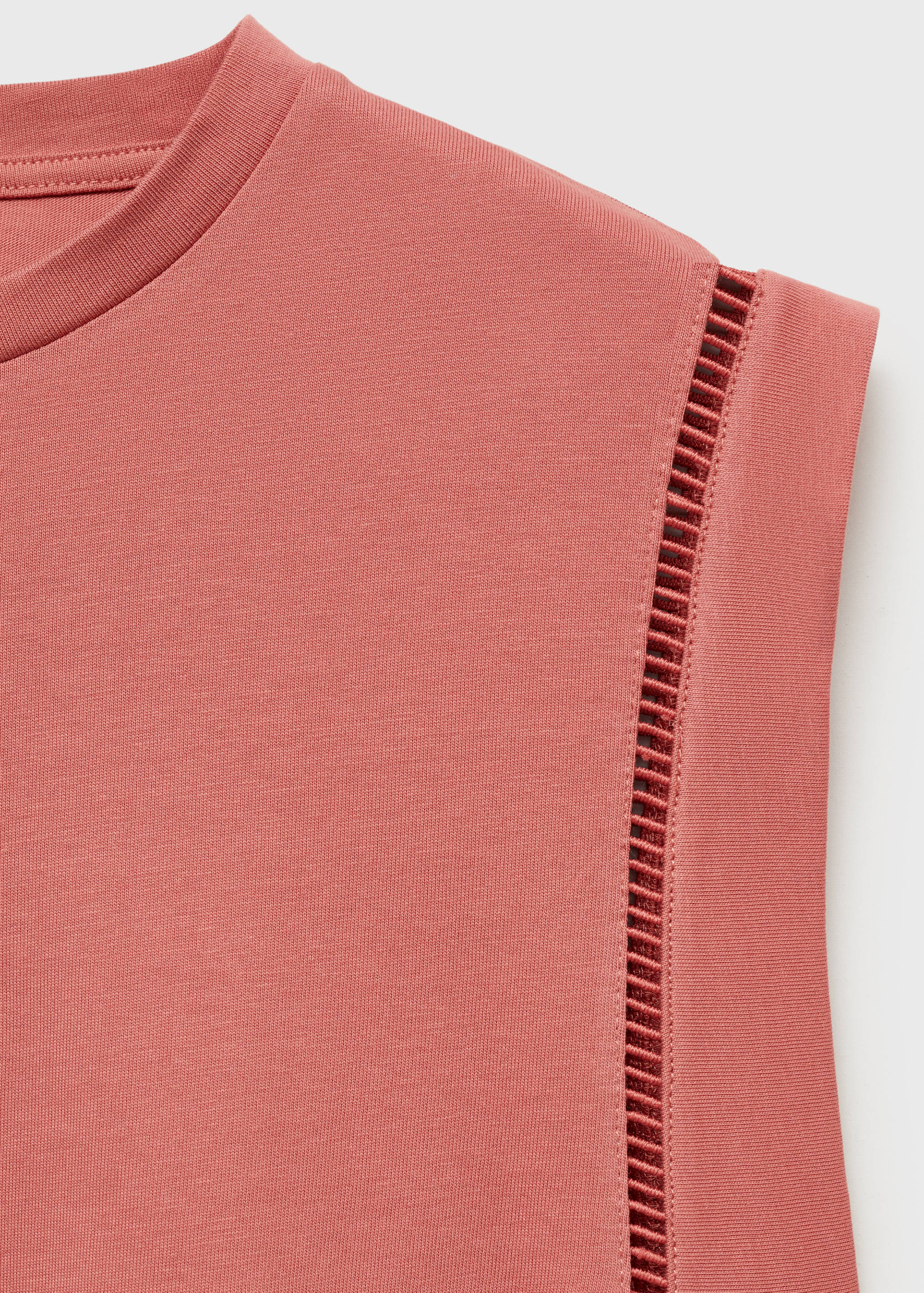 Cotton t-shirt with openwork trim - Details of the article 8