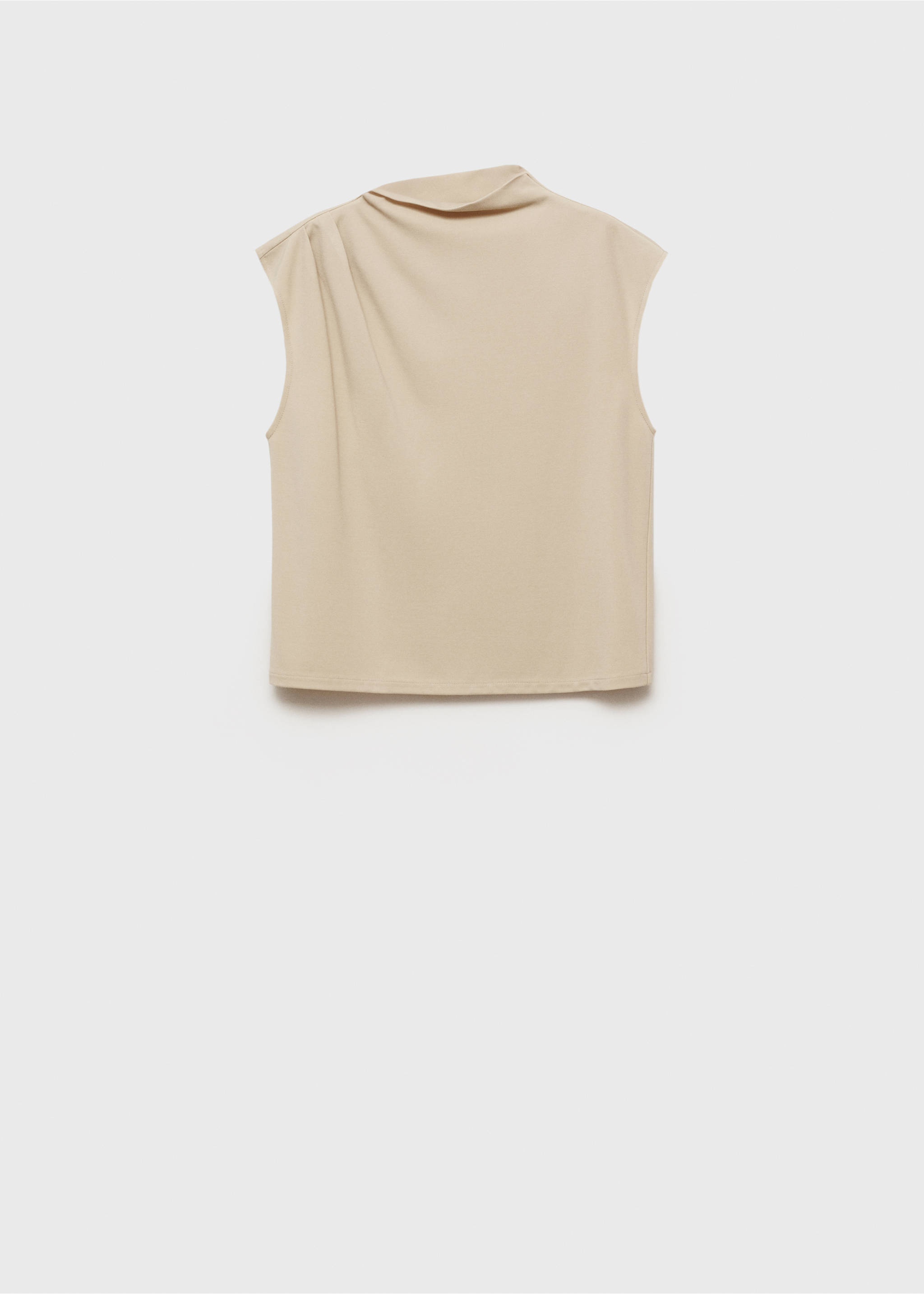 T-Shirt mit asymmetrischem Ausschnitt und Raffdetails - Artikel ohne Model, Sandfarben. Ref: 87085755-00.