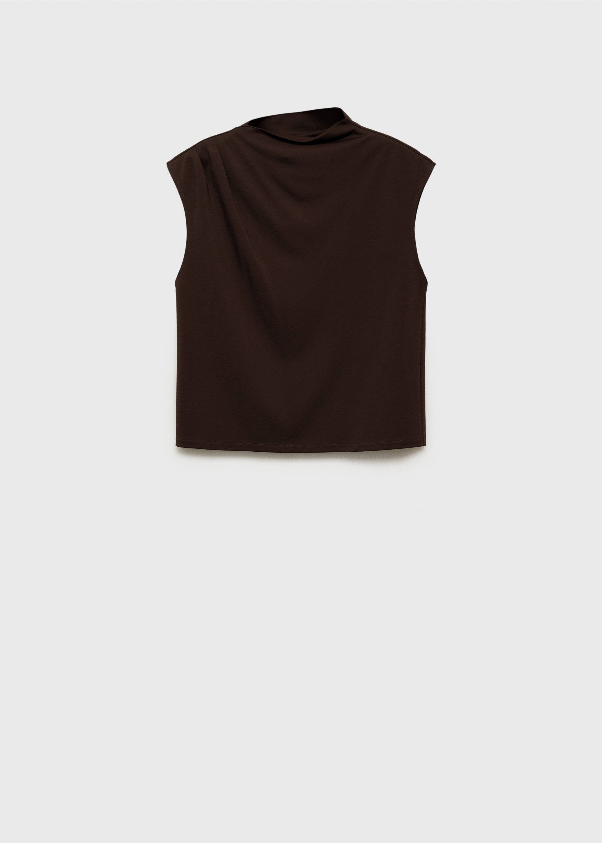 T-Shirt mit asymmetrischem Ausschnitt und Raffdetails - Artikel ohne Model, Schokolade. Ref: 87085755-00.