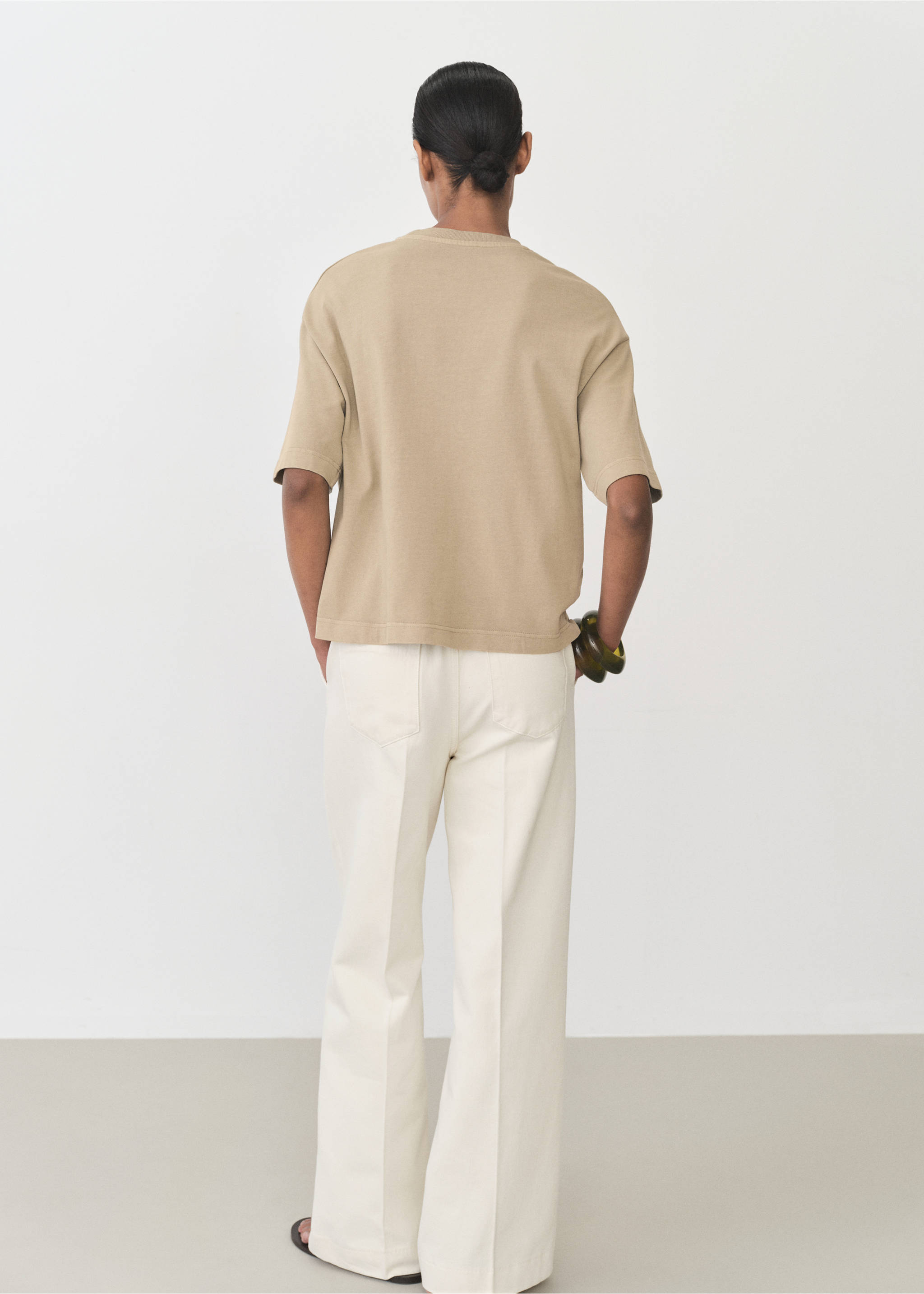 Oversized cotton t-shirt - Reverse of the article, Khaki. Ref: 87085756-00.