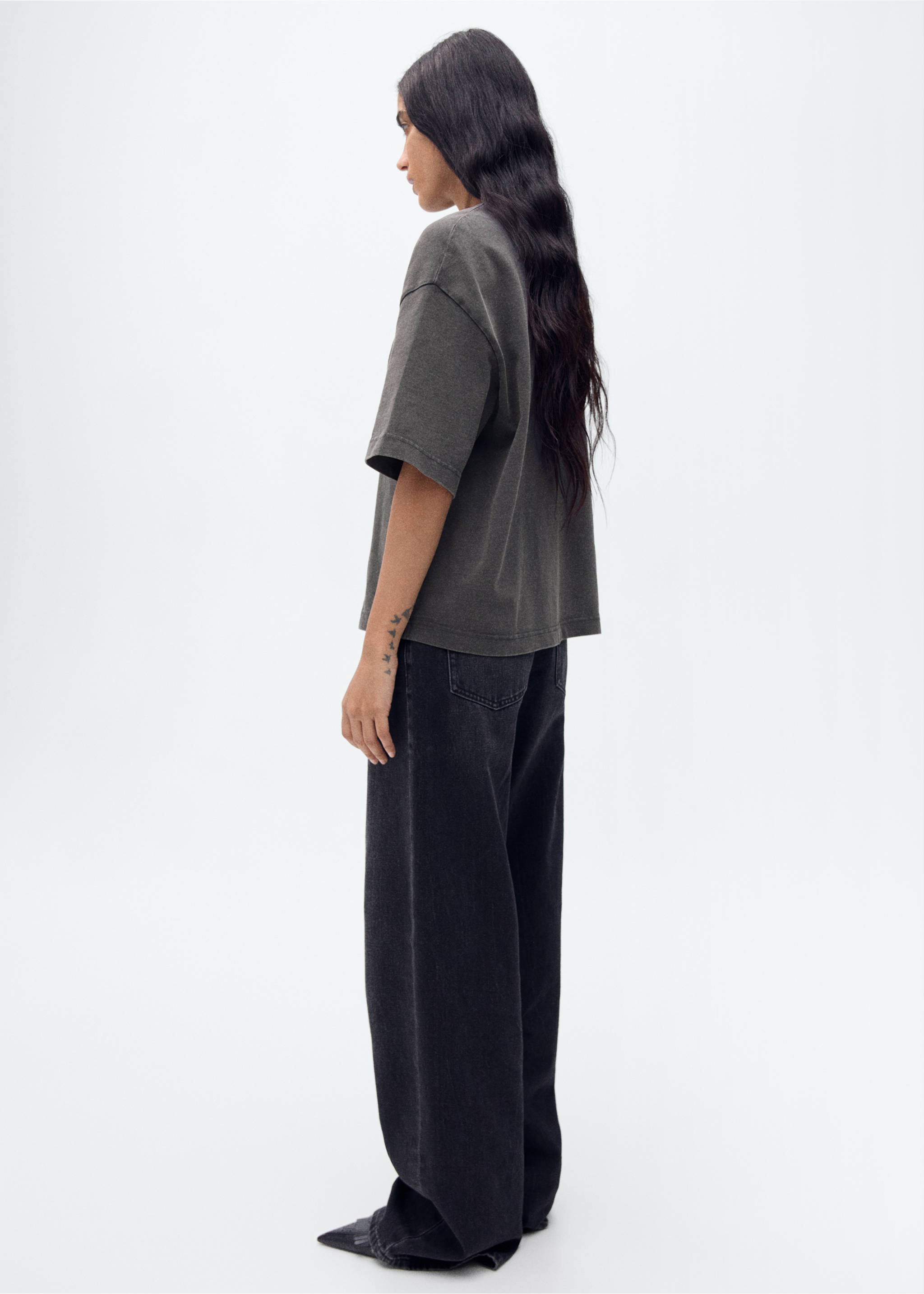 Camiseta algodón oversize - Reverso del artículo, Gris antracita. Ref: 87085756-00.
