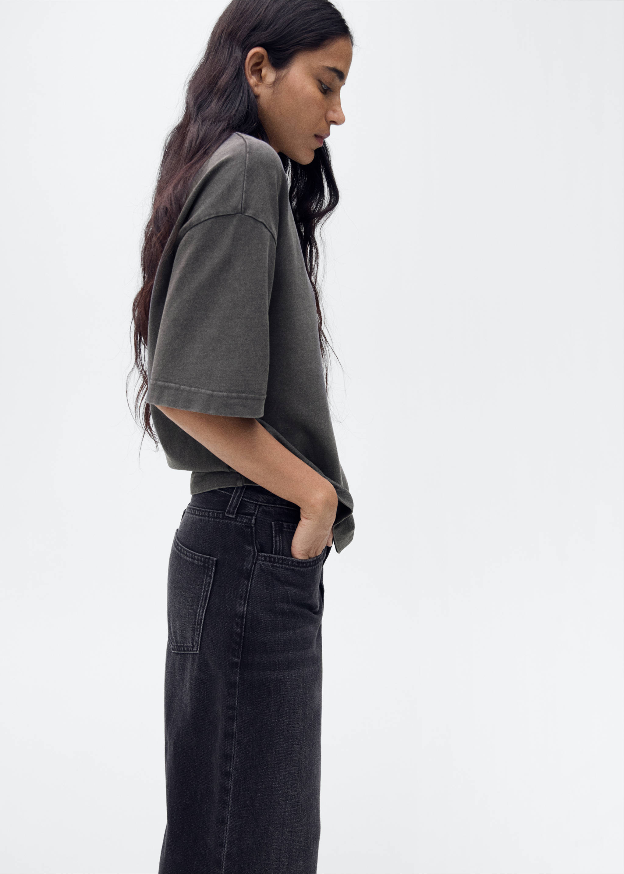 Camiseta algodón oversize - Detalle del artículo 3, Gris antracita. Ref: 87085756-00.