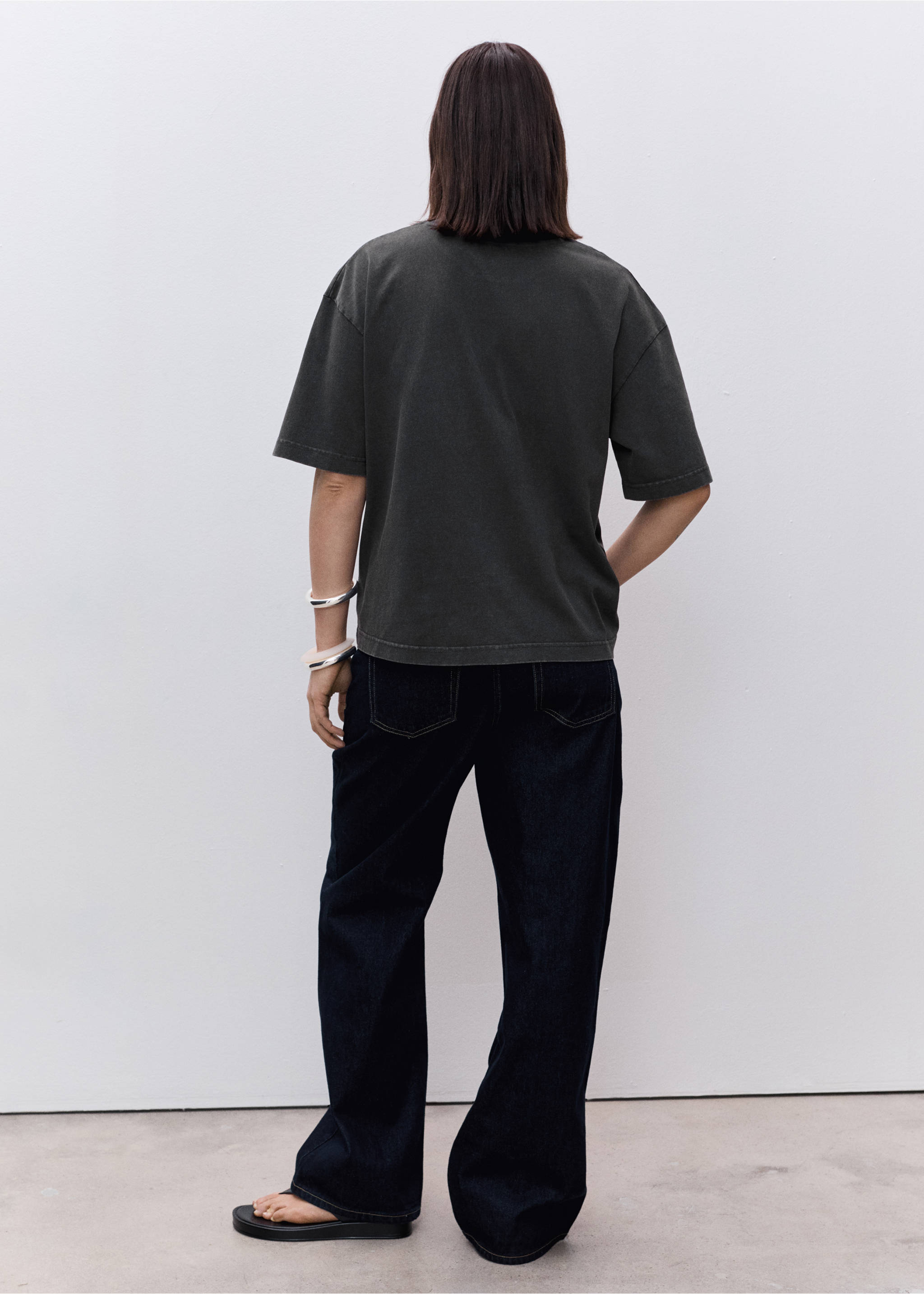 Oversized cotton maternity t-shirt - Reverse of the article, Charcoal. Ref: 87085757-00.