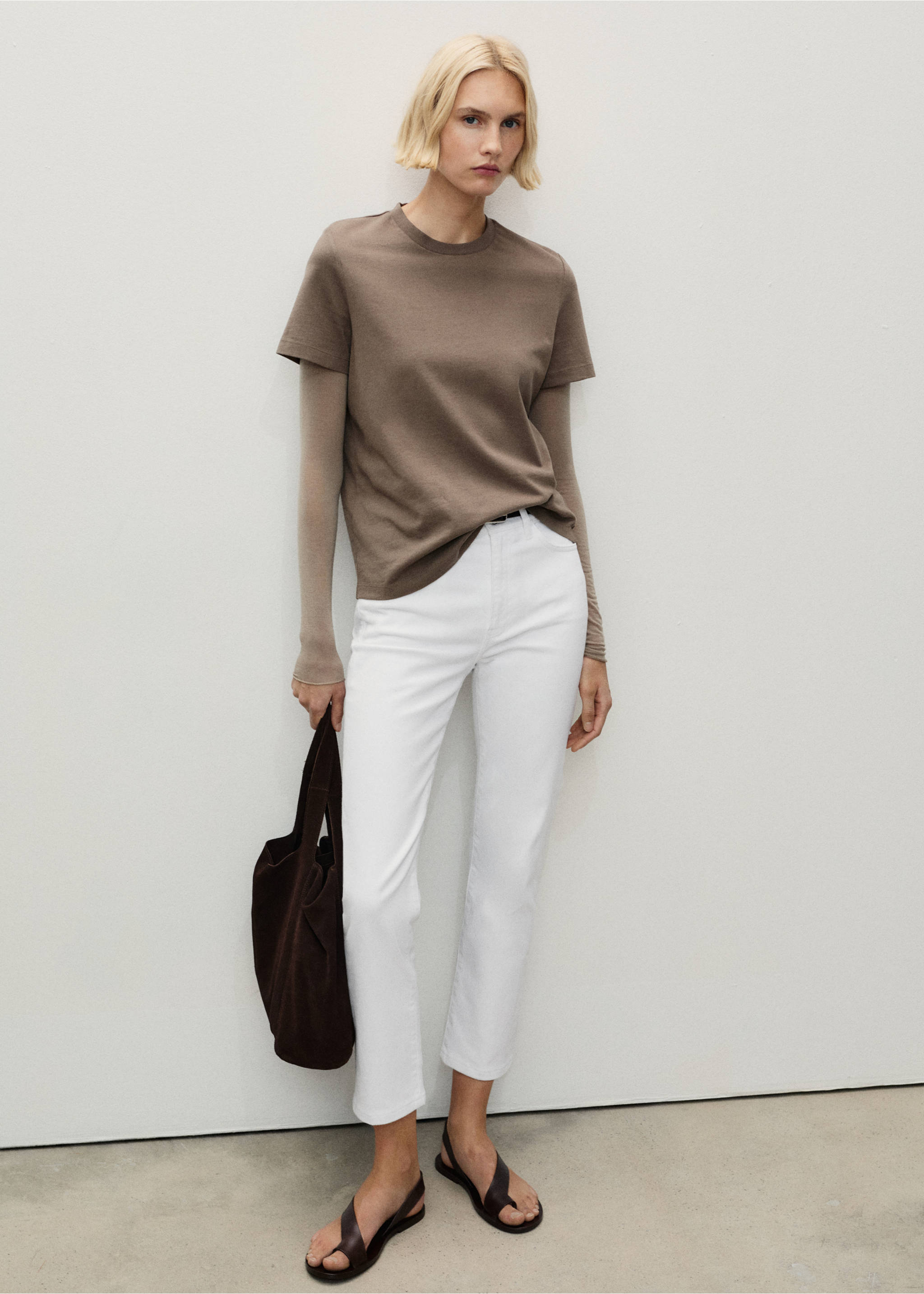 Jean Claudia slim crop - Plan général, Blanc. Ref: 87085758-00.