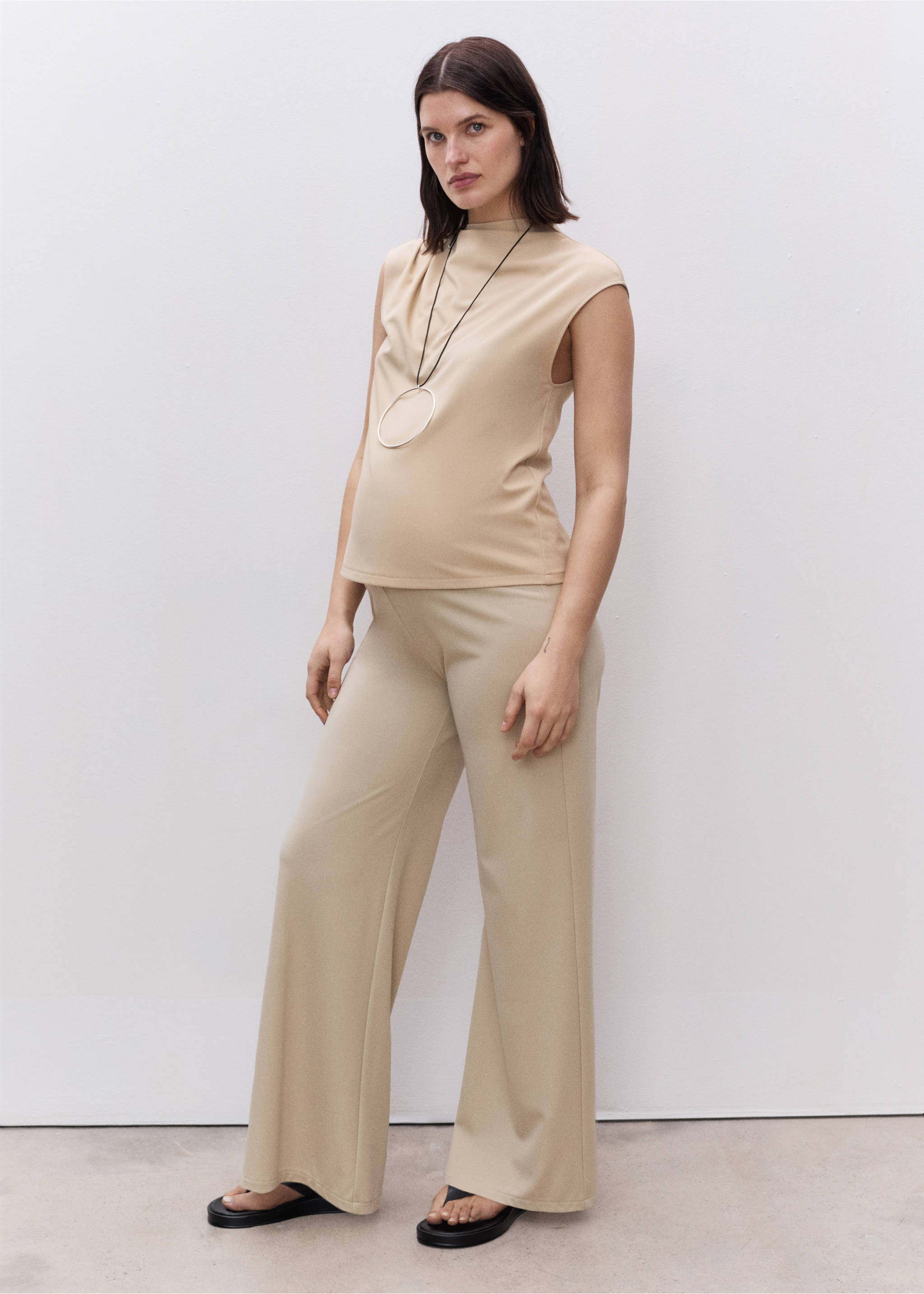 Wide leg maternity trousers - General plane, Sand. Ref: 87085759-00.