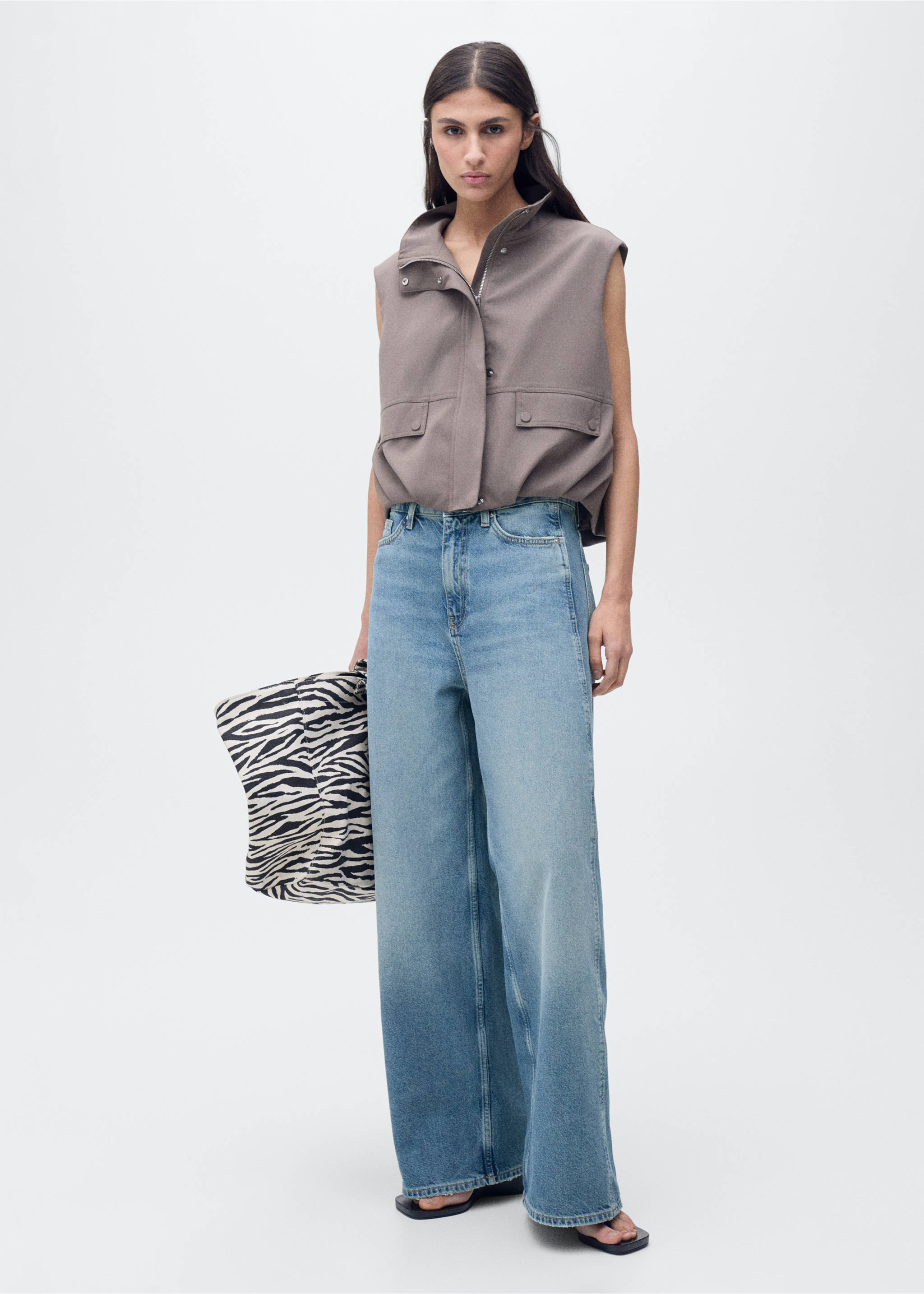 High-rise balloon jeans - General plane, Medium Blue. Ref: 87085760-00.