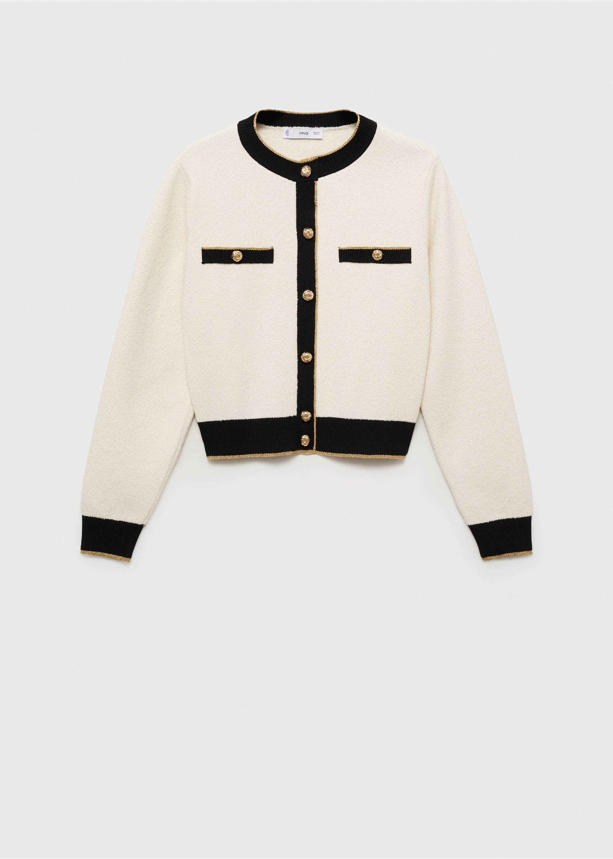 Knitted cardigan with double trim - Article without model, Ecru. Ref: 87085762-00.