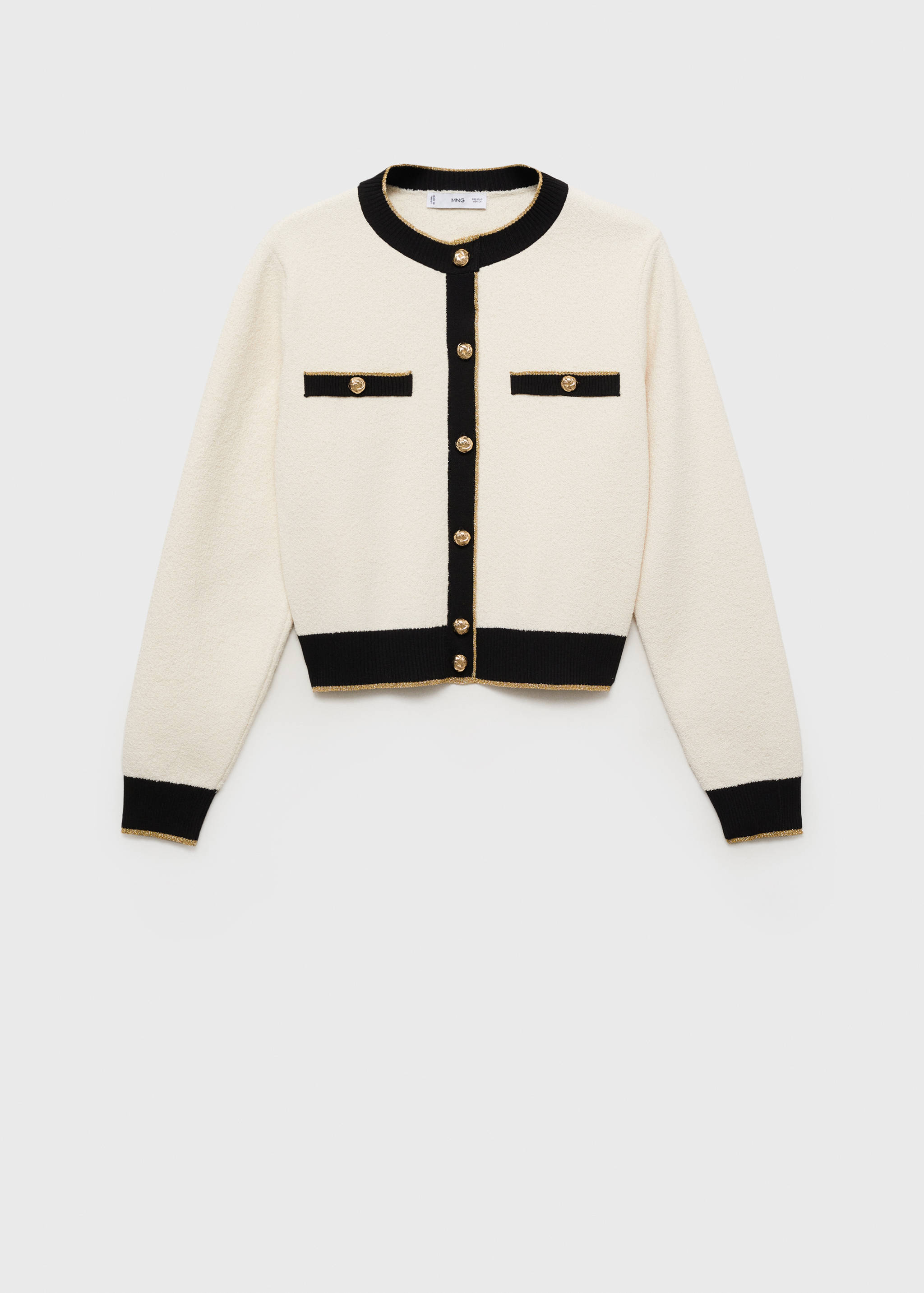 Kardigan z dzianiny z dwukolorową lamówką - Artykuł bez modela/modelki