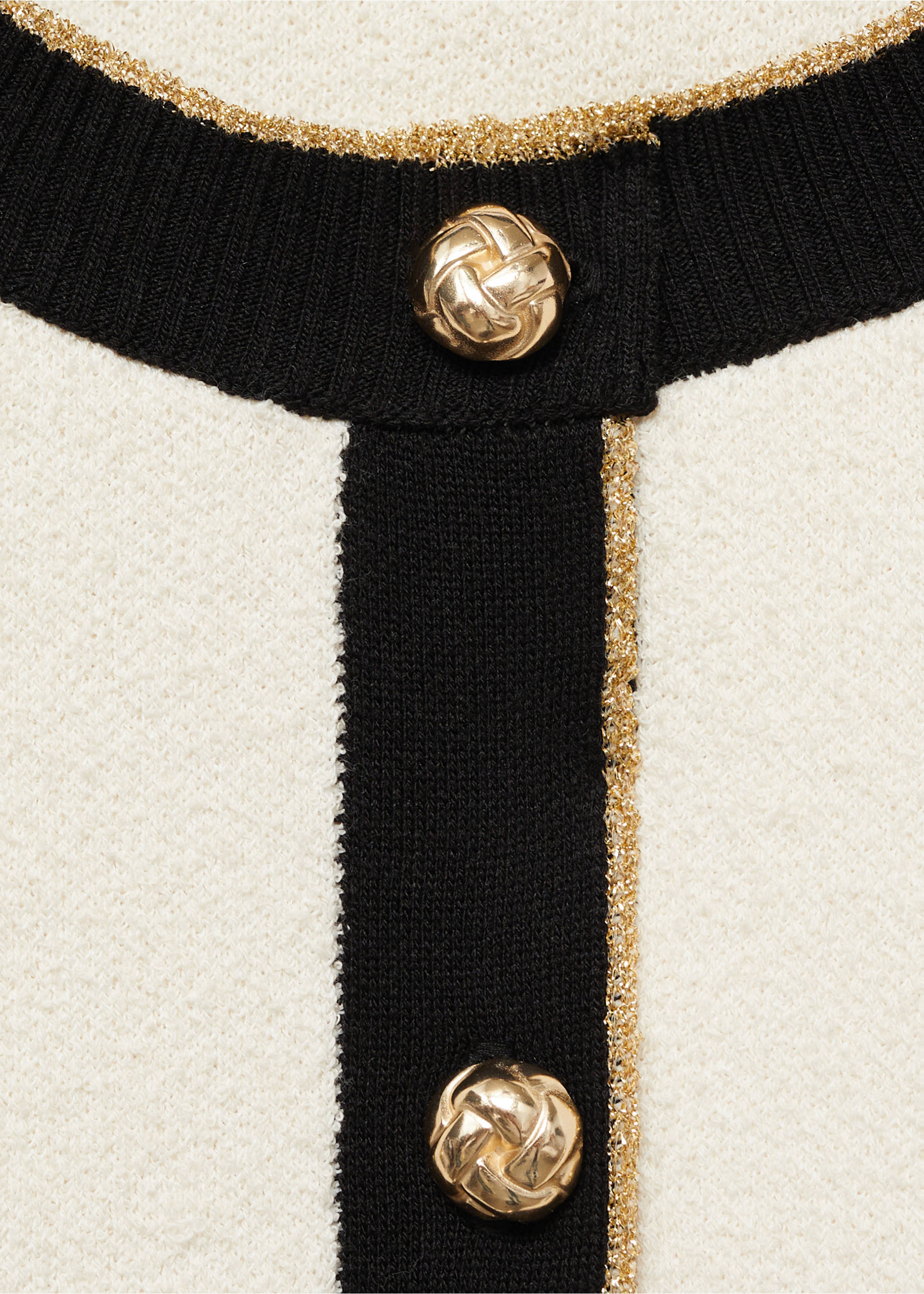 Knitted cardigan with double trim - Details of the article 8, Ecru. Ref: 87085762-00.