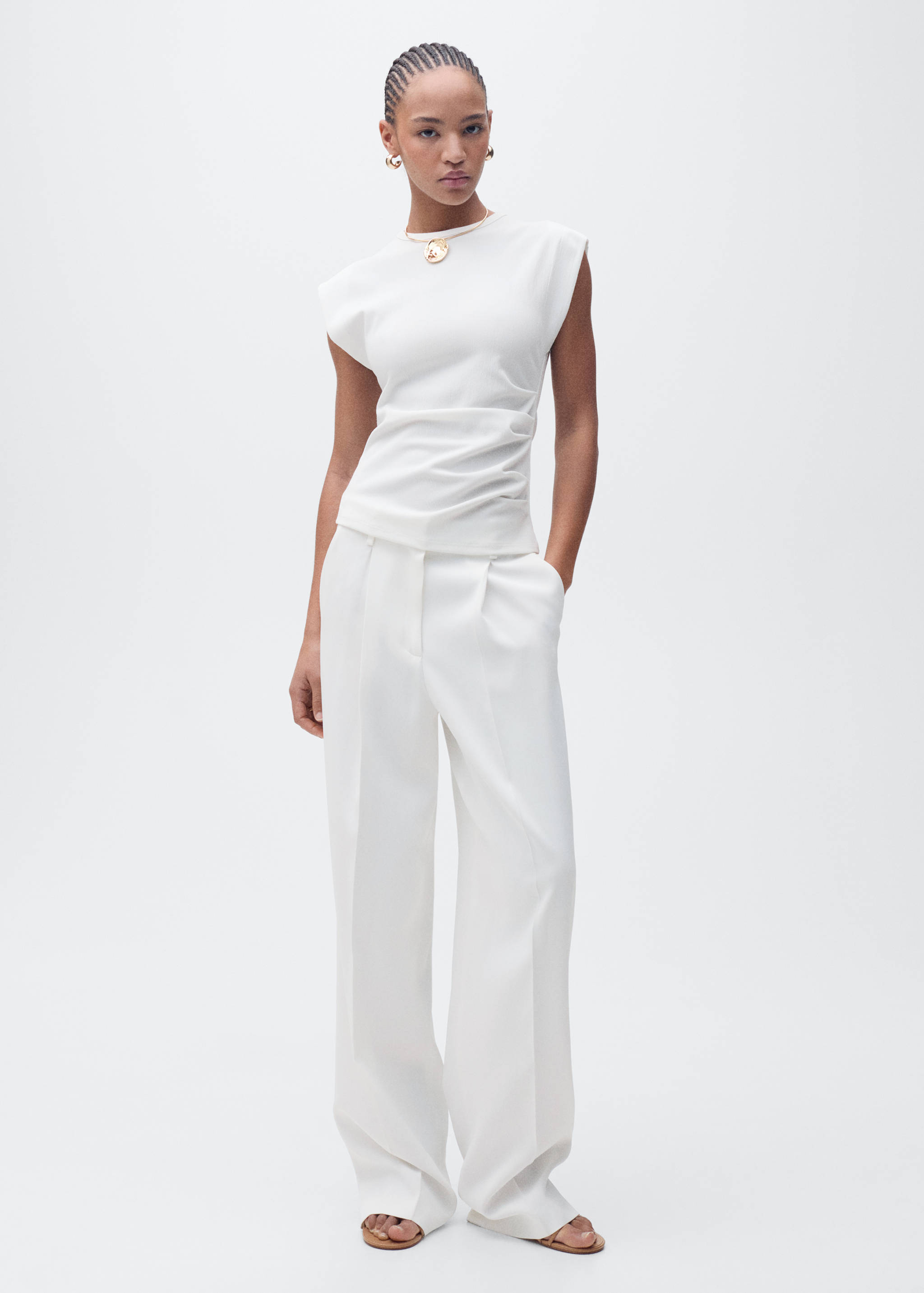 Camiseta drapeada sin mangas - Plano general