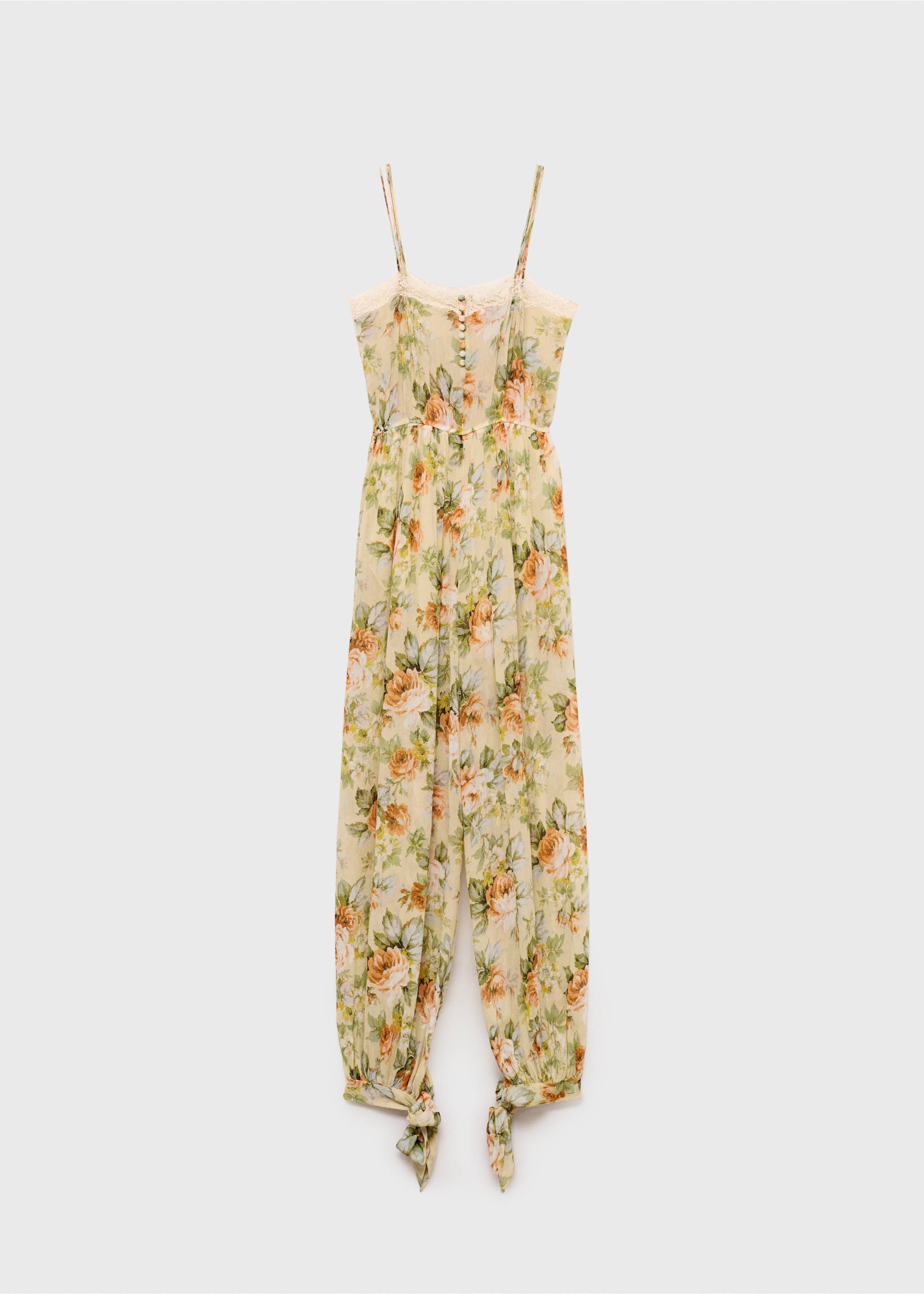 Long floral jumpsuit with puffed hem - Article without model, Ecru. Ref: 87085765-00.