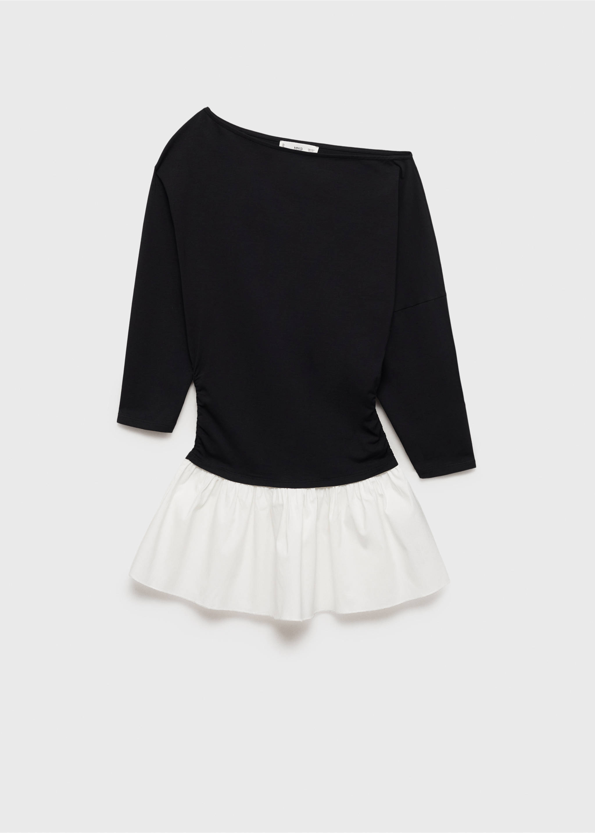 Short combined fabric draped dress - Article without model, Black. Ref: 87085767-00.