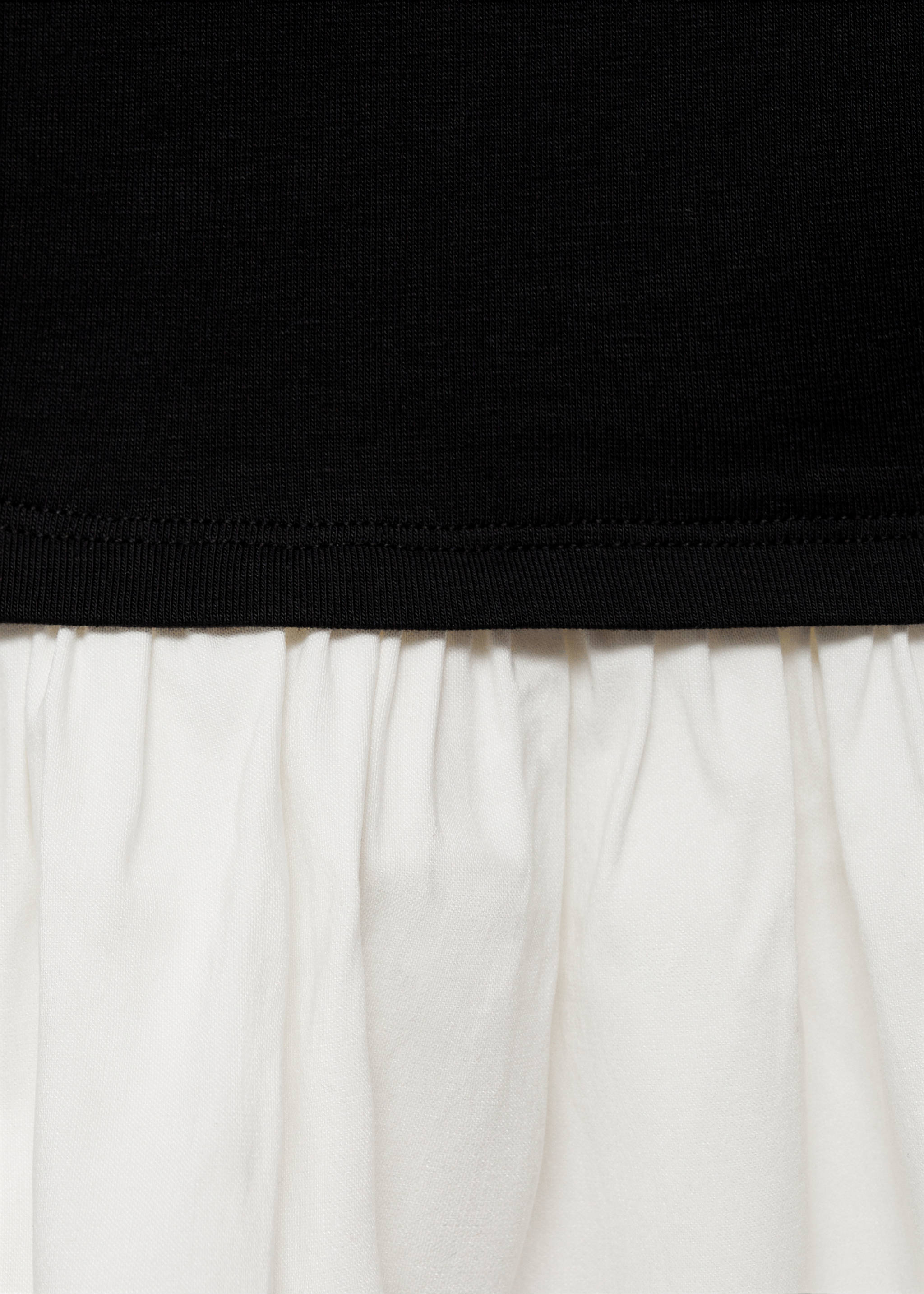 Short combined fabric draped dress - Details of the article 8, Black. Ref: 87085767-00.