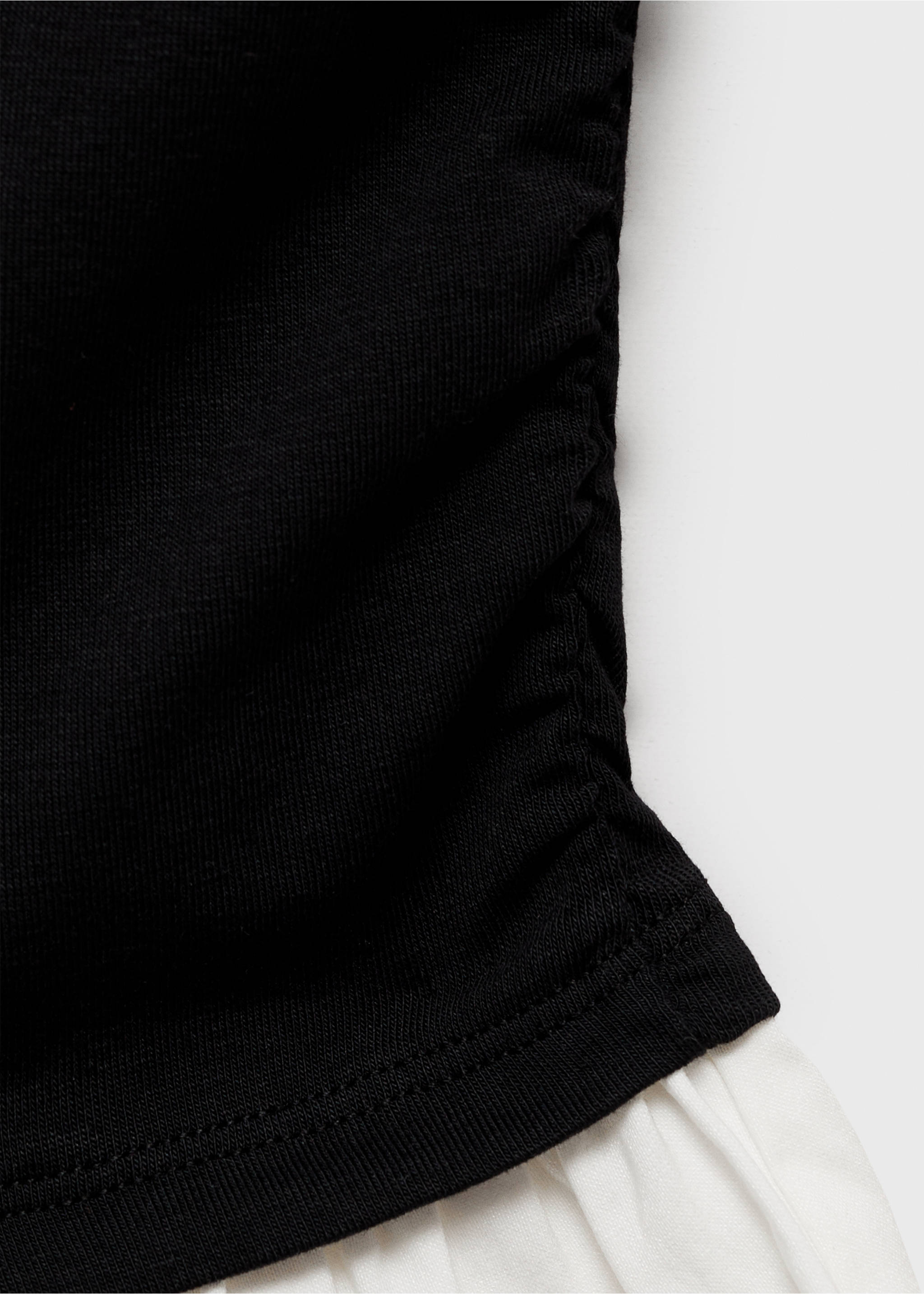 Short combined fabric draped dress - Details of the article 0, Black. Ref: 87085767-00.