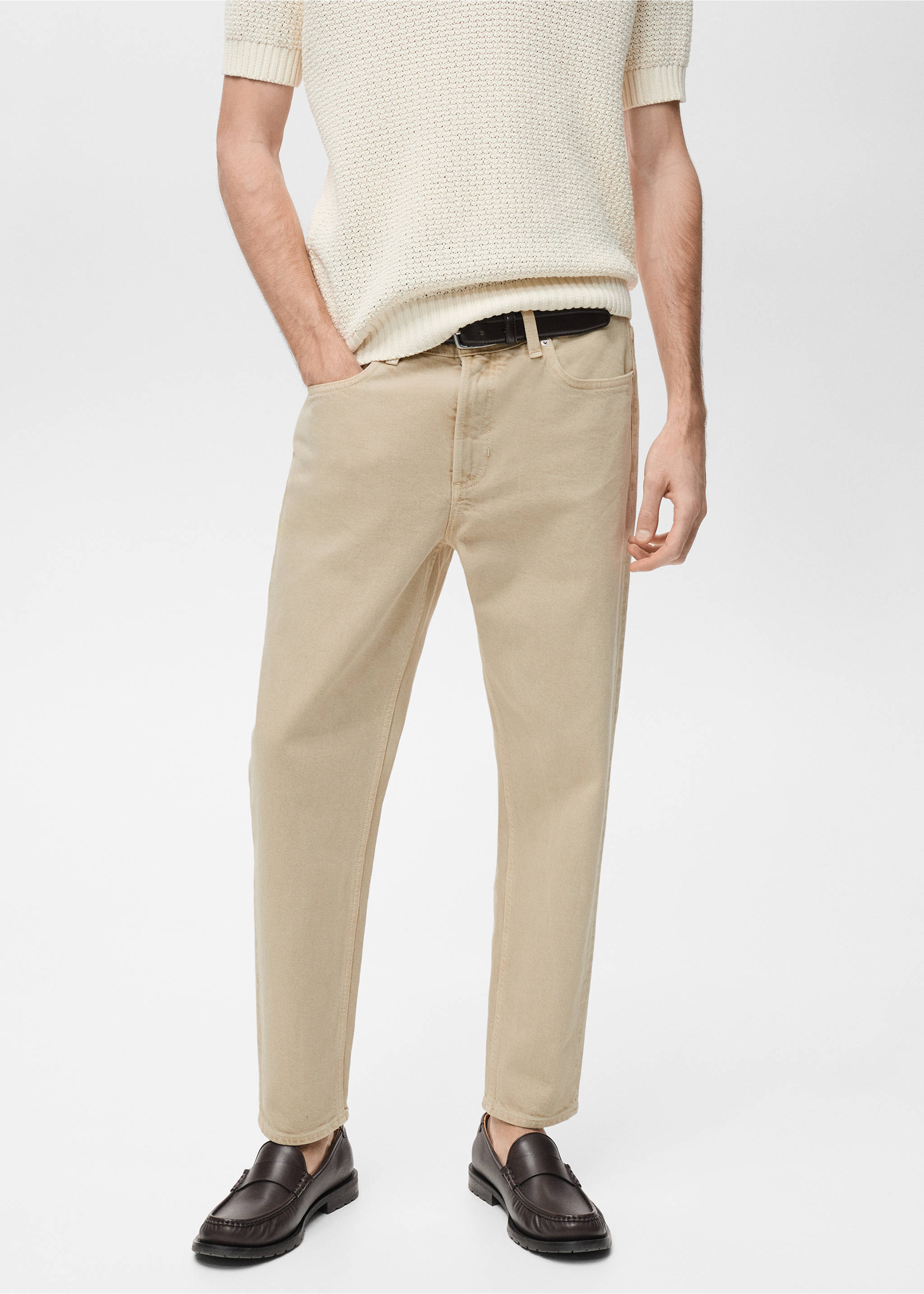 Jeans Ben tapered fit - Plano medio, Beige. Ref: 87085917-00.