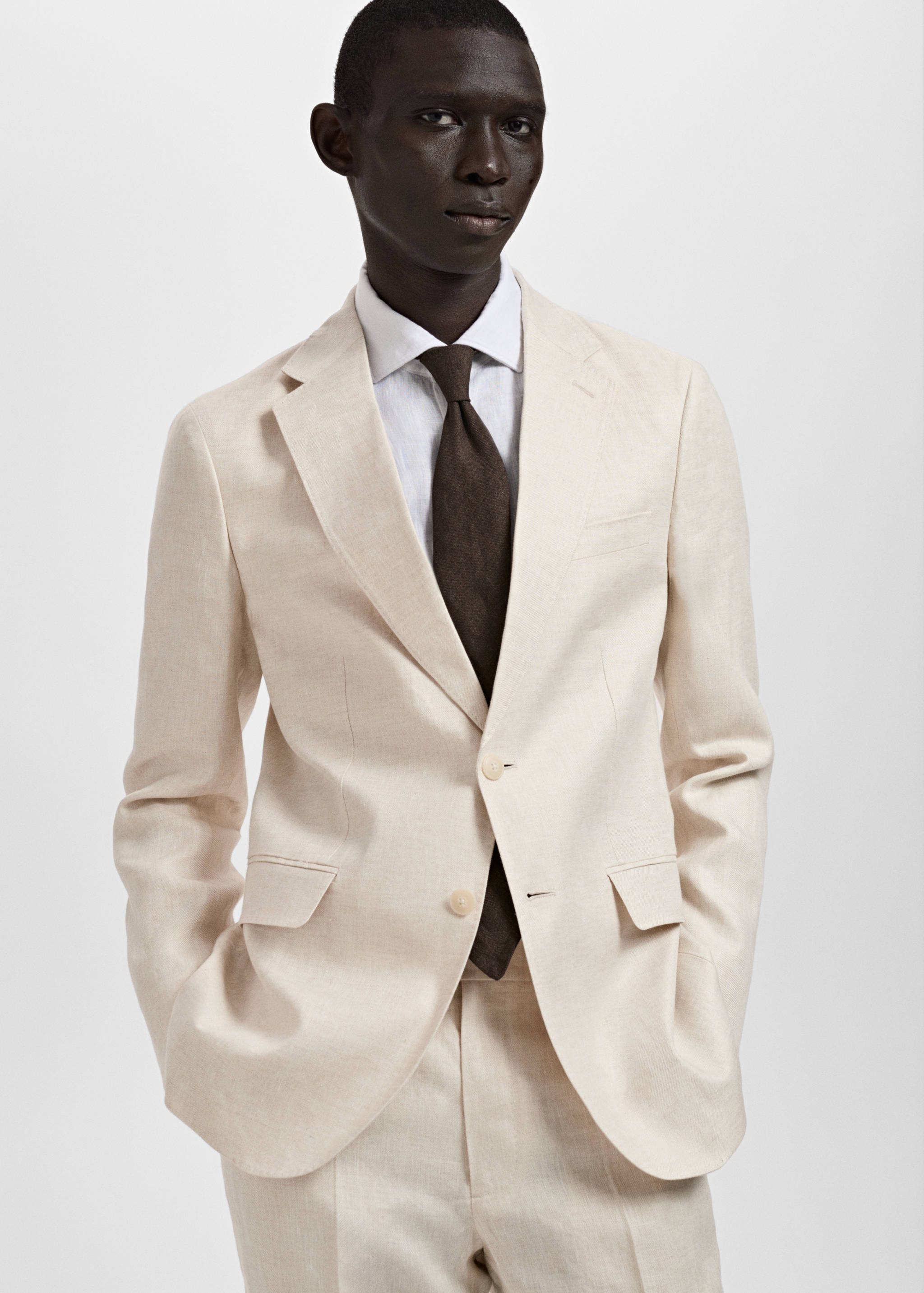 Amalfi 100% linen slim-fit suit jacket - Details of the article 6