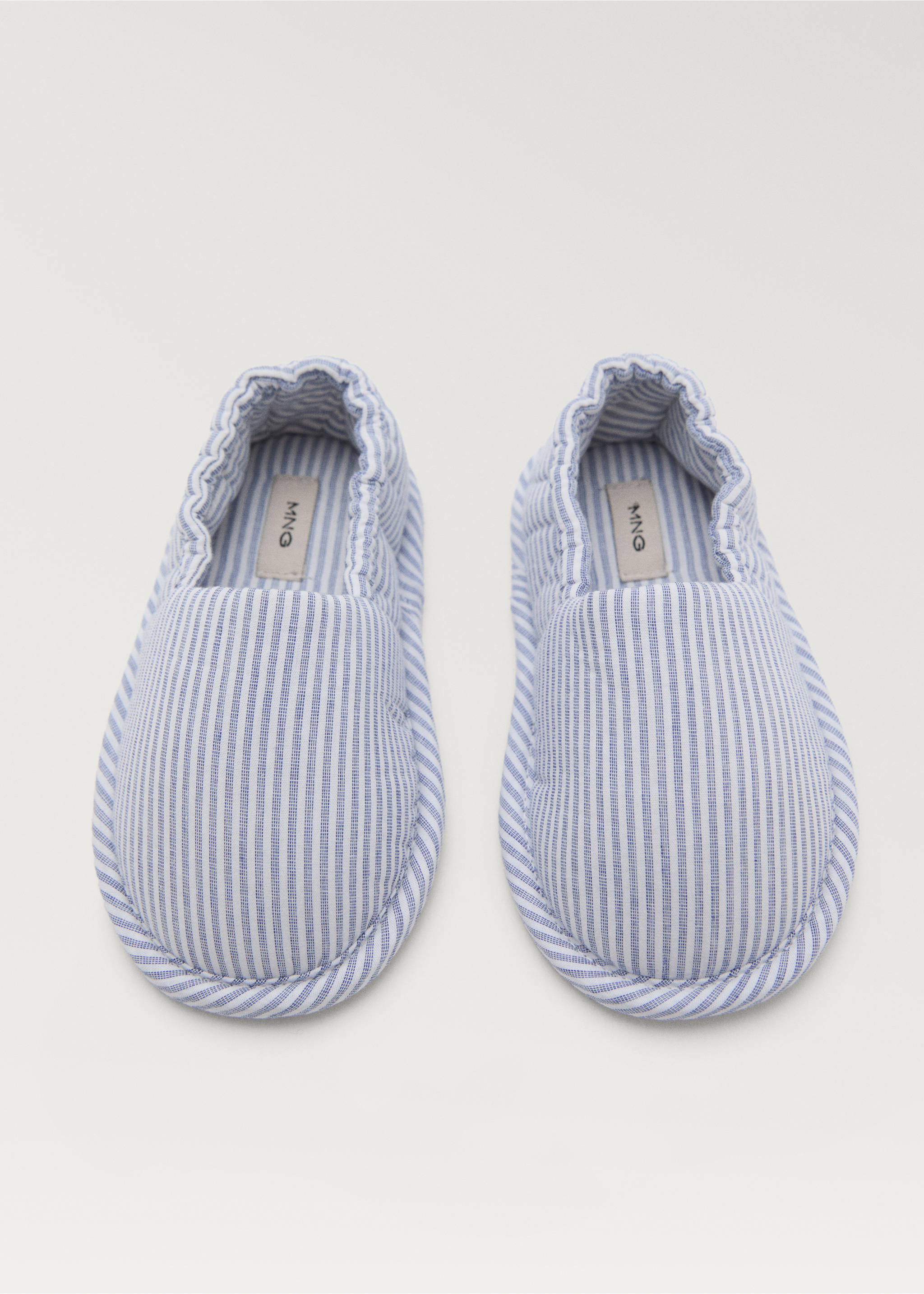 Gestreifte Hausschuhe aus Baumwolle - Detail des Artikels 2, Blau. Ref: 87085922-00.