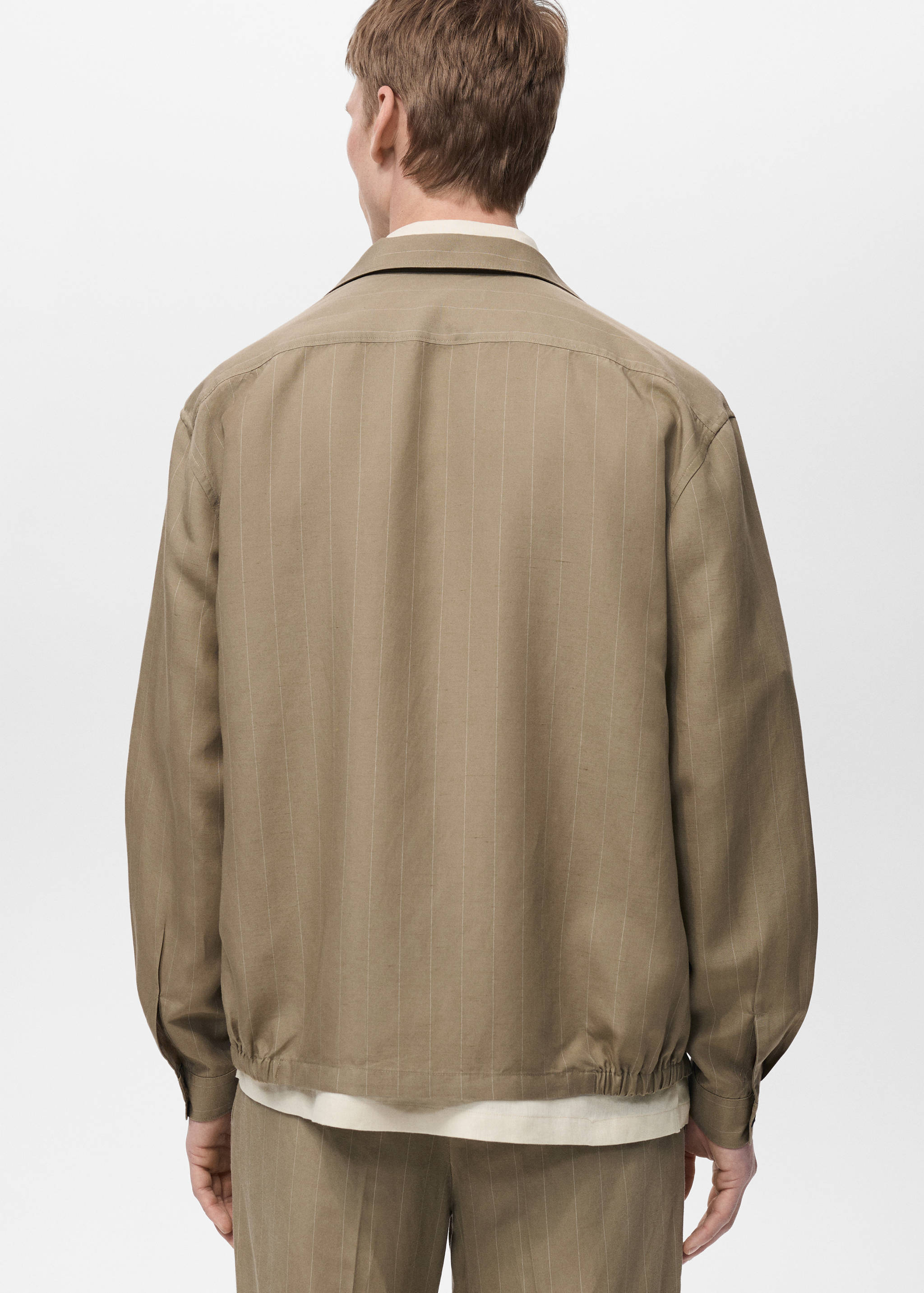 Linen-blend pinstripe overshirt - Reverse of the article