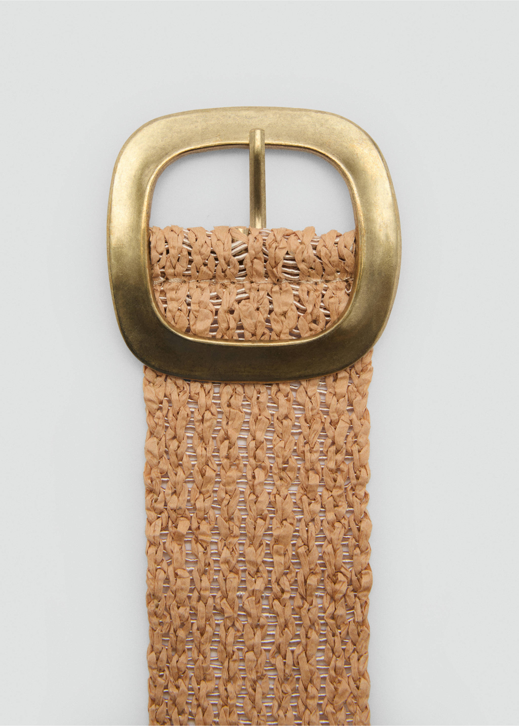 Cinto de fibra natural com fivela oval - Pormenor do artigo 1, Bege. Ref: 87085931-00.