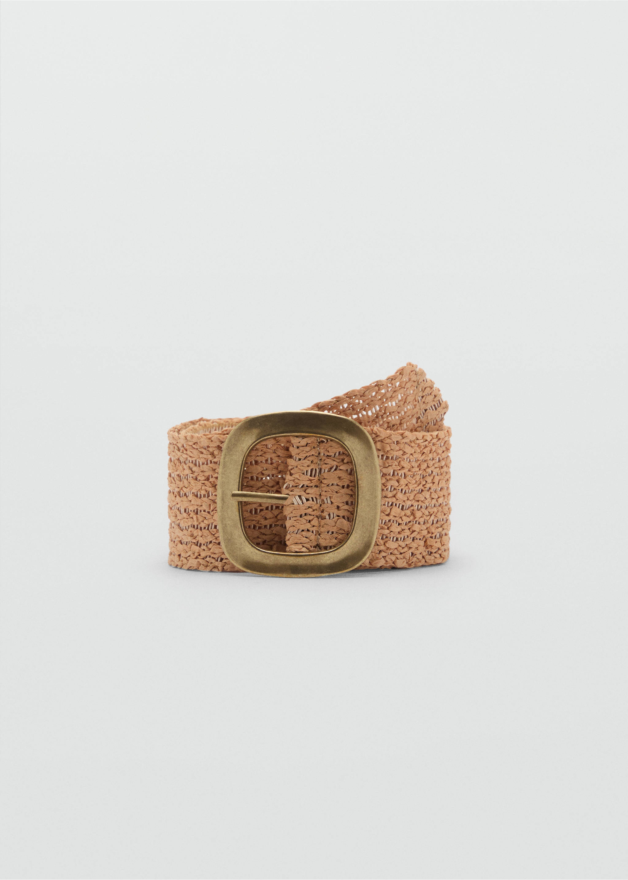 Cinto de fibra natural com fivela oval - Artigo sem modelo, Bege. Ref: 87085931-00.