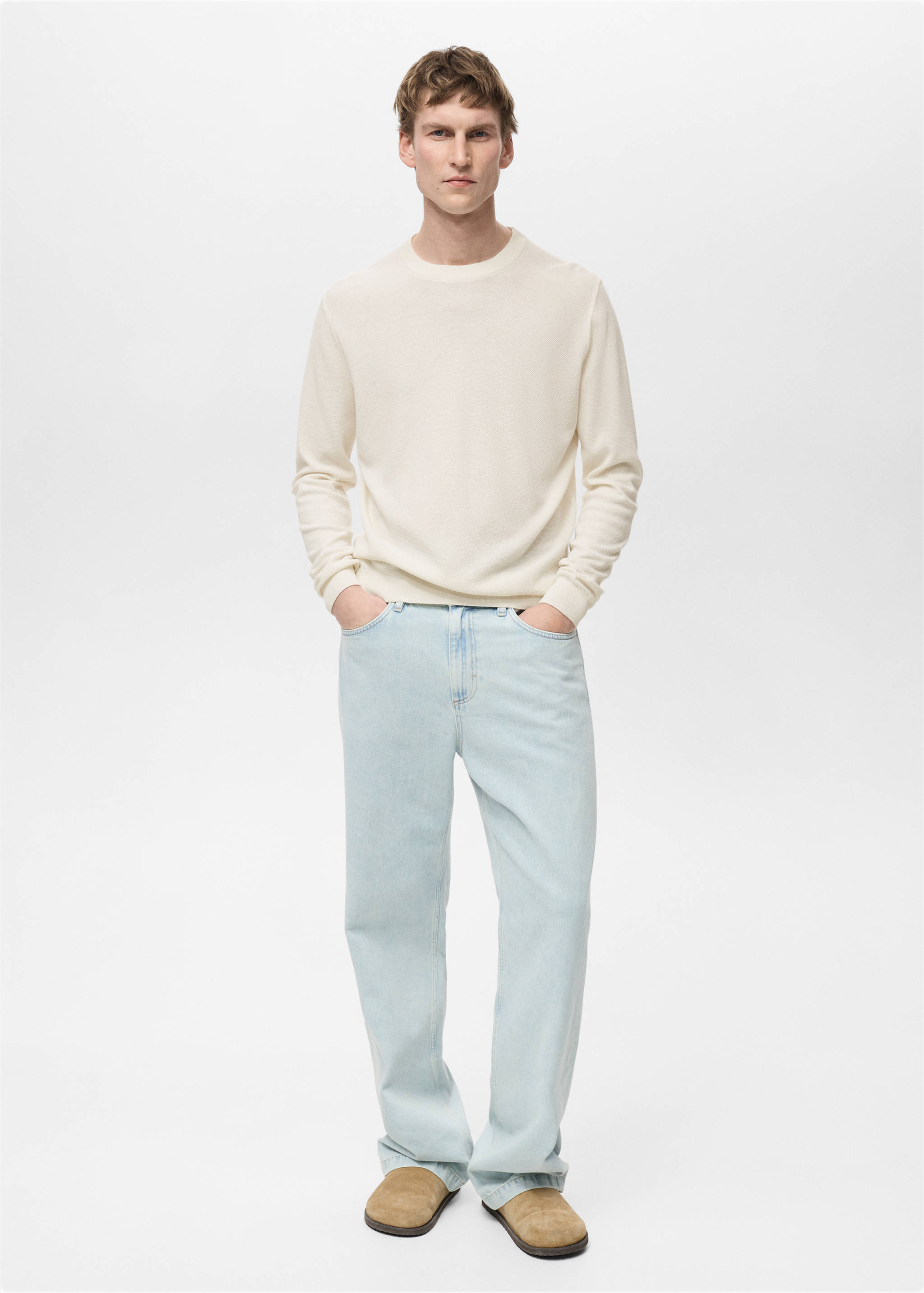 Feinstrick-Pullover - Allgemeine Ansicht, Elfenbeinweiß. Ref: 87085932-00.