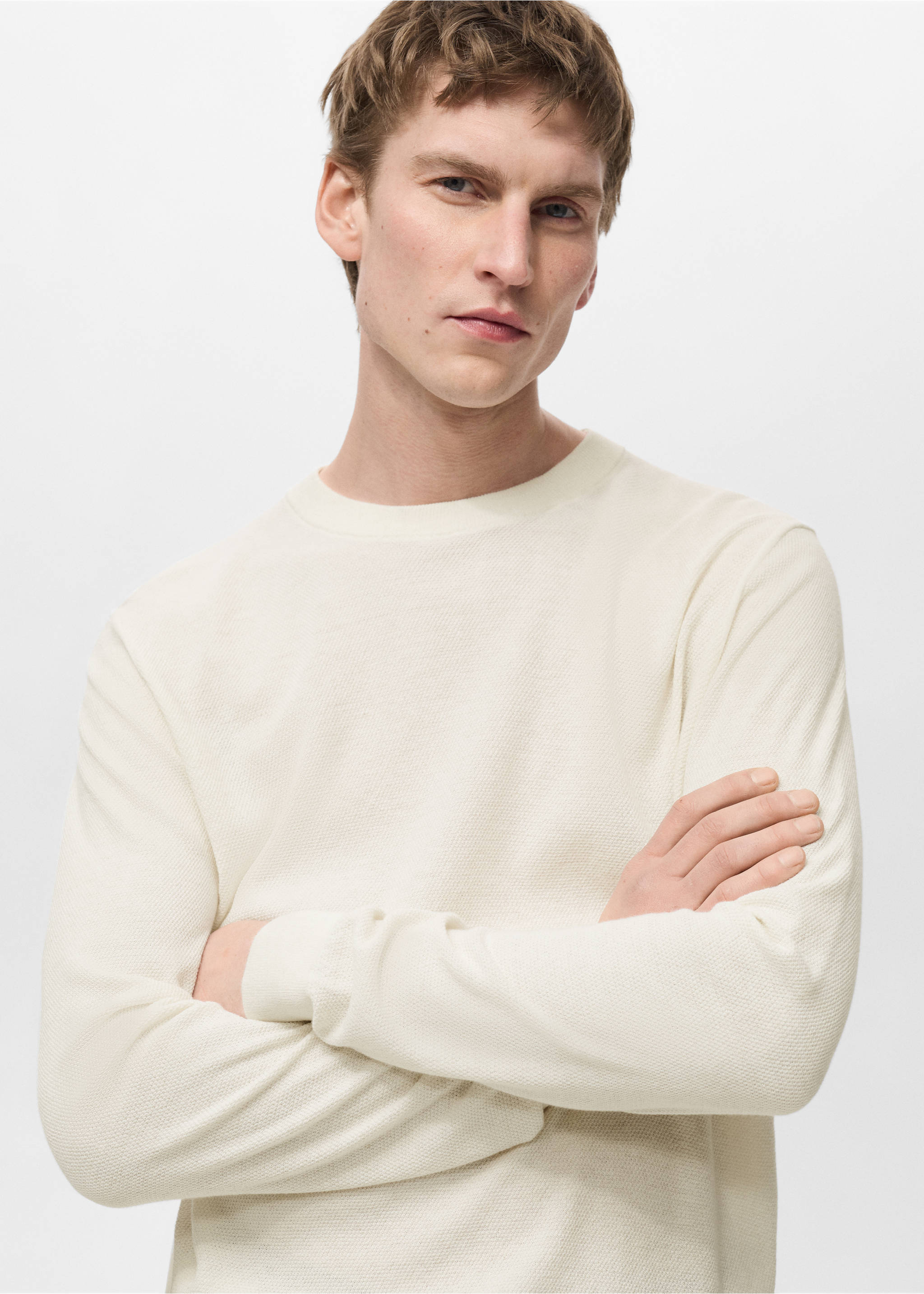 Feinstrick-Pullover - Detail des Artikels 2, Elfenbeinweiß. Ref: 87085932-00.