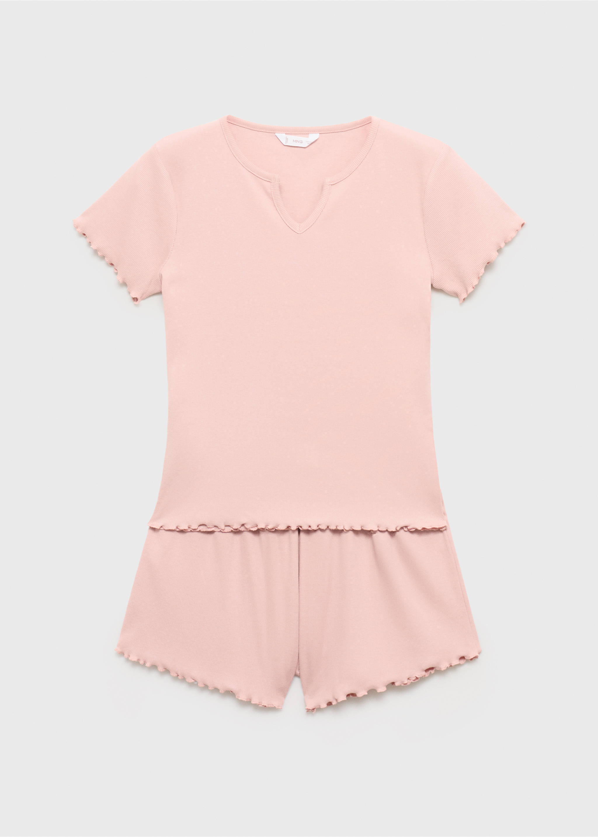 Pijama corto canalé - Artículo sin modelo, Rosa pastel. Ref: 87085937-00.