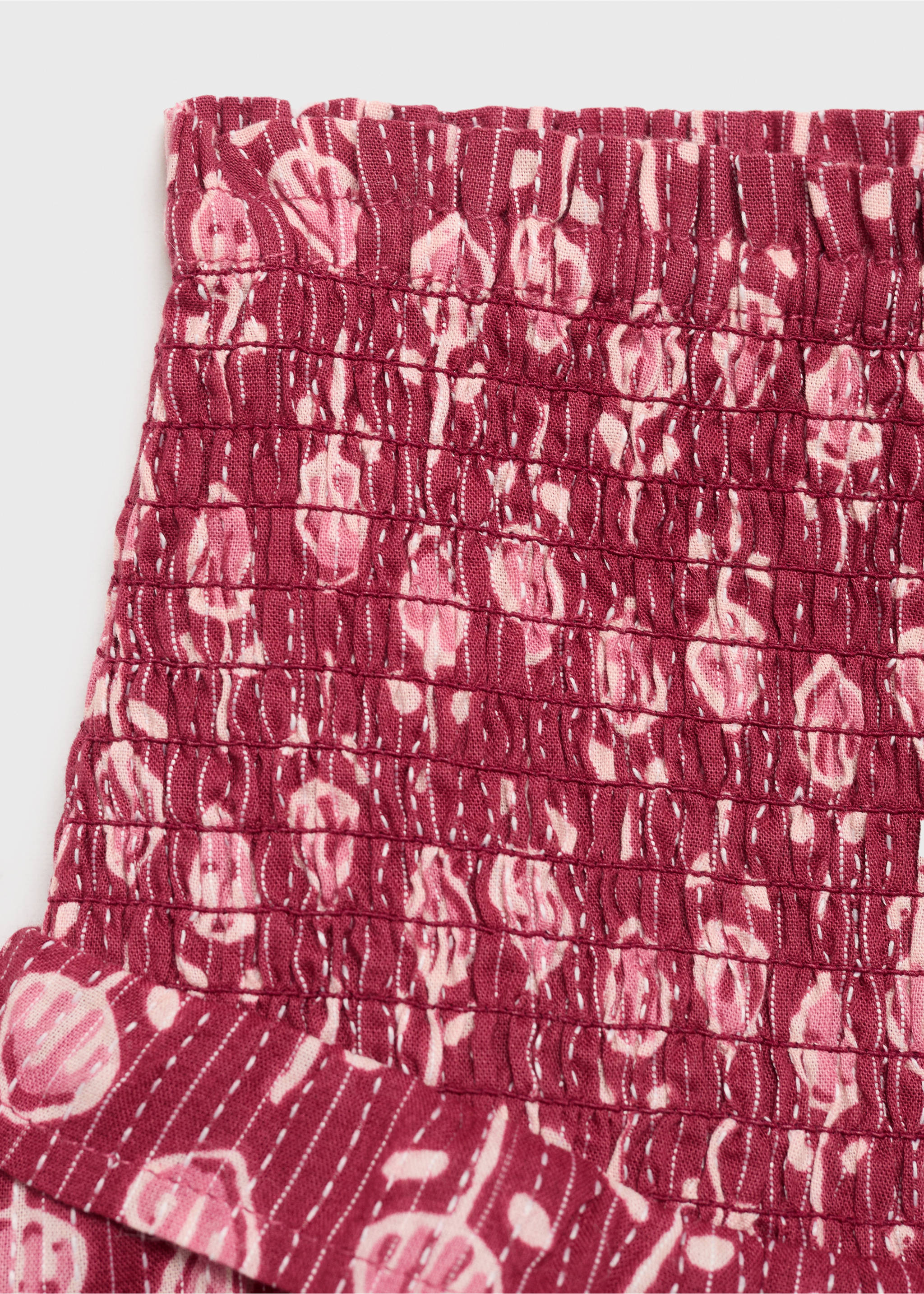 Minifalda fruncida volante - Detalle del artículo 0, Fresa. Ref: 87085941-00.