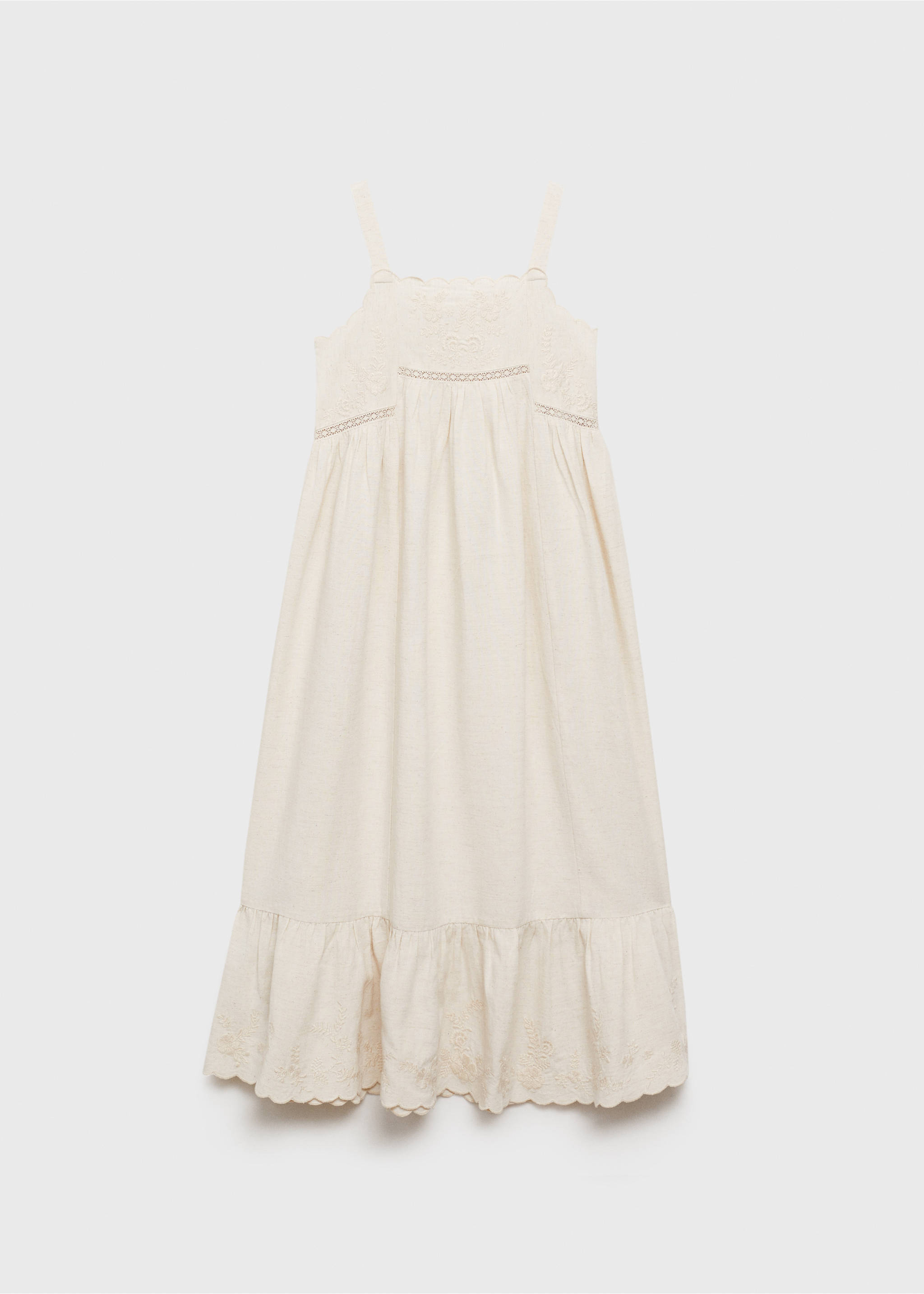 Cotton linen embroidered dress - Article without model, Light/Pastel Grey. Ref: 87085944-00.