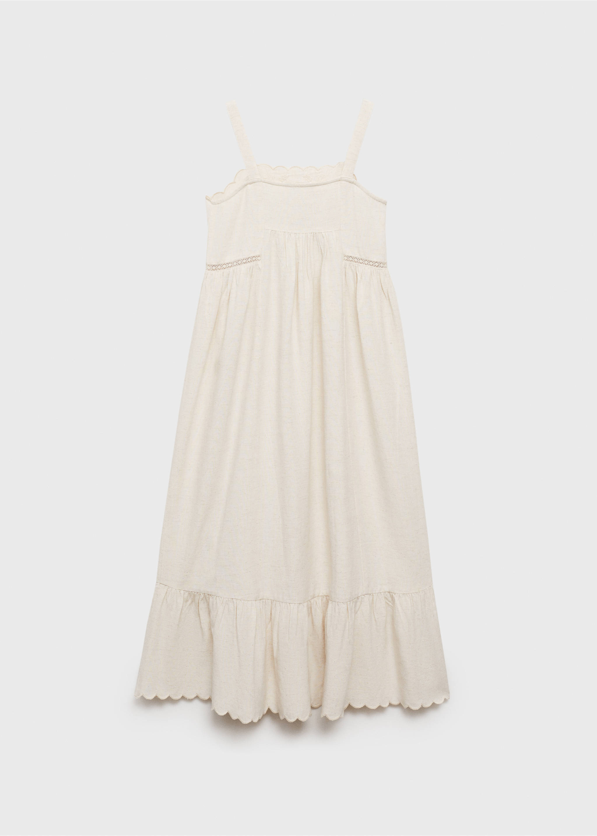 Cotton linen embroidered dress - Reverse of the article, Light/Pastel Grey. Ref: 87085944-00.