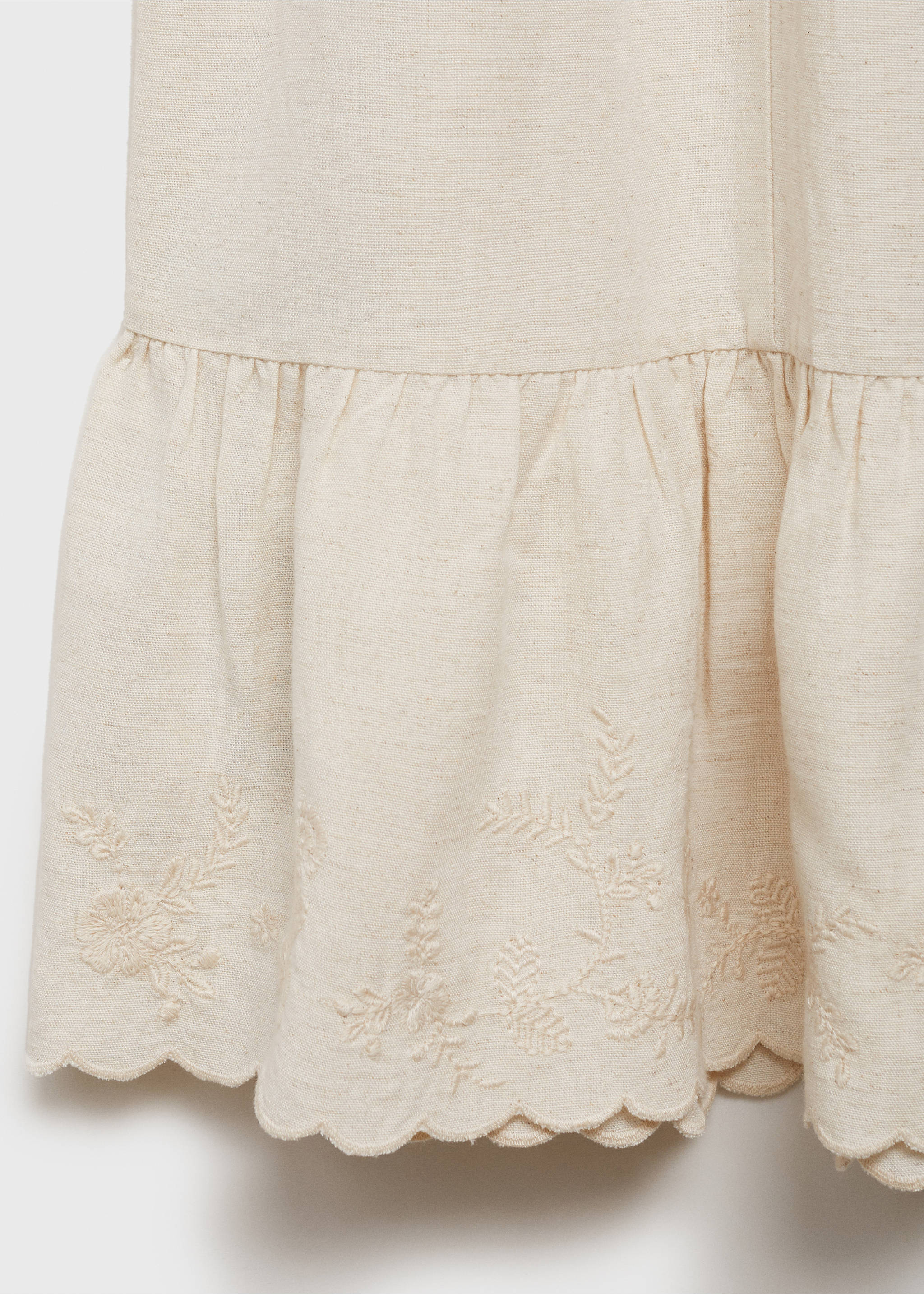 Cotton linen embroidered dress - Details of the article 8, Light/Pastel Grey. Ref: 87085944-00.