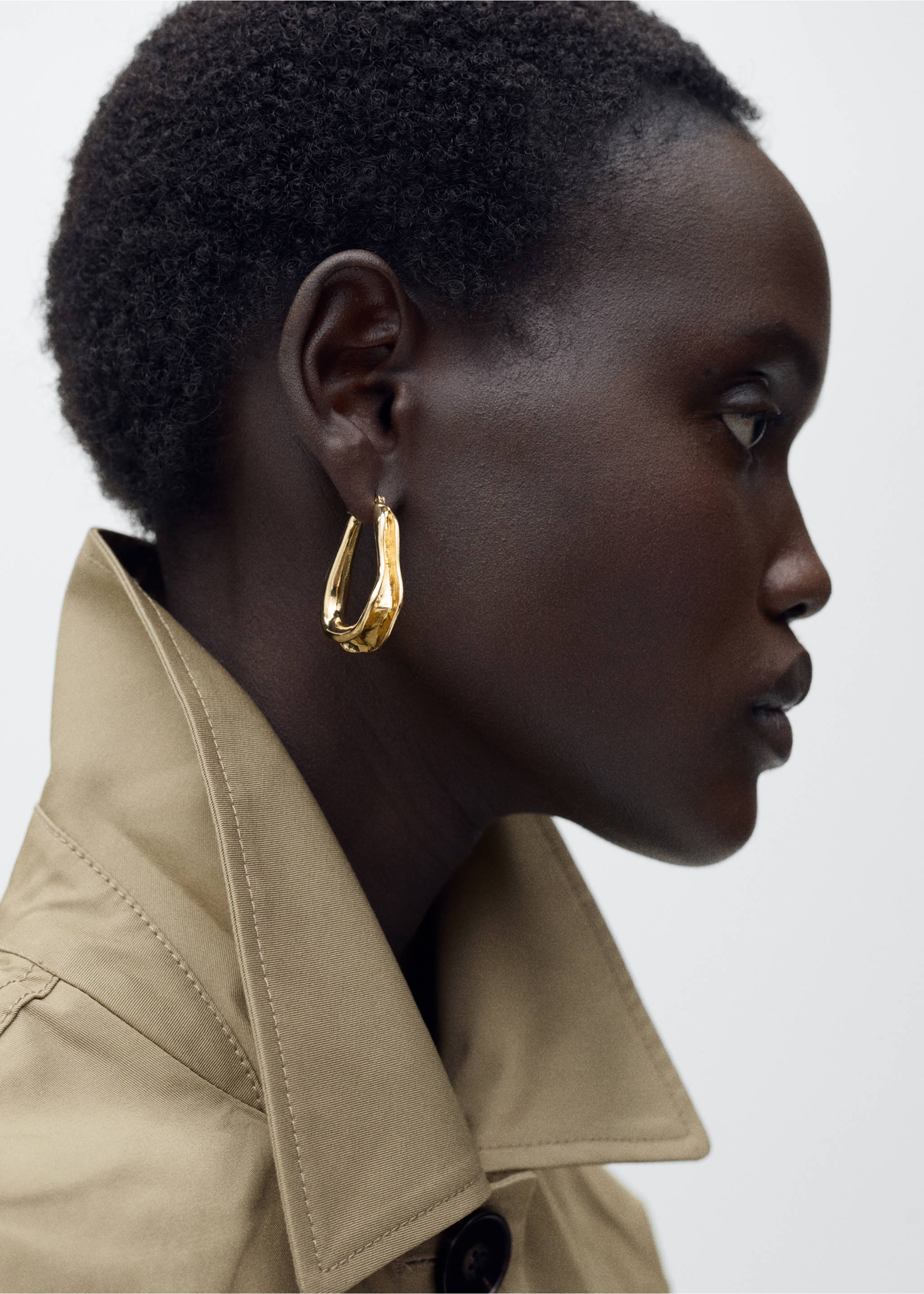 Gerade Baumwolljacke mit Knöpfen - Detail des Artikels 6, Khaki. Ref: 87085948-00.