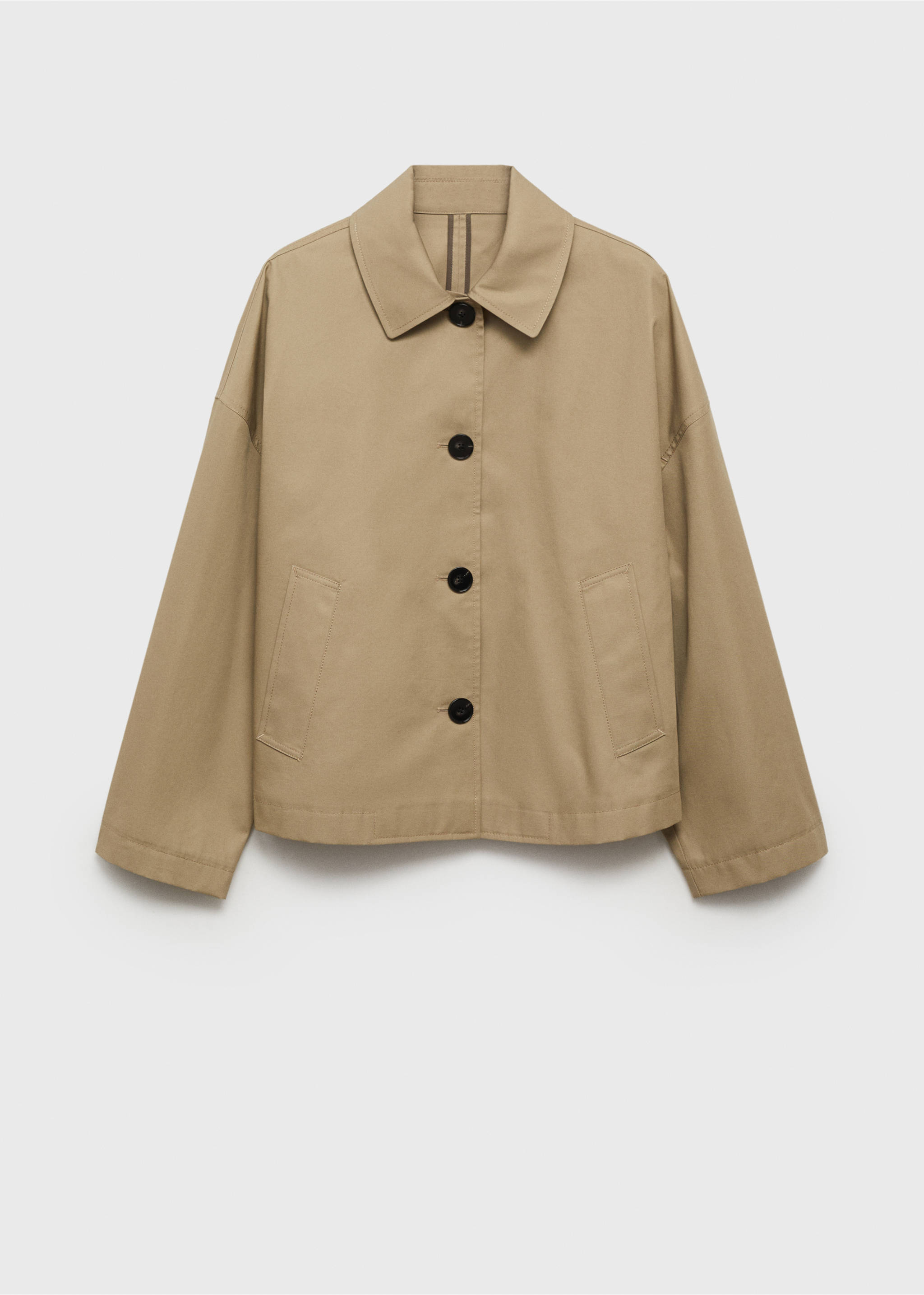 Straight cotton jacket with buttons - Article without model, Khaki. Ref: 87085948-00.