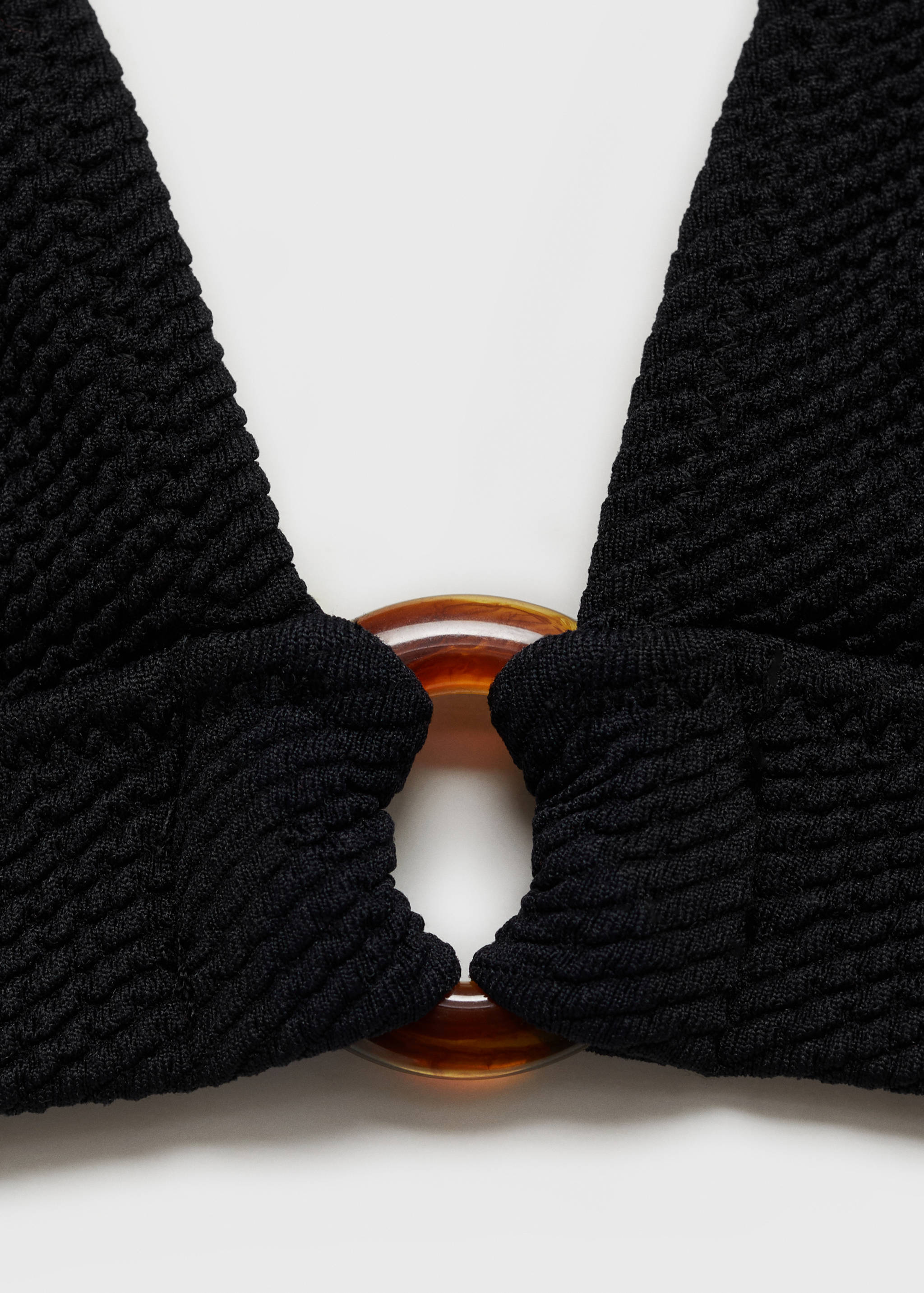 Textured bikini top with decorative ring - Details of the article 8