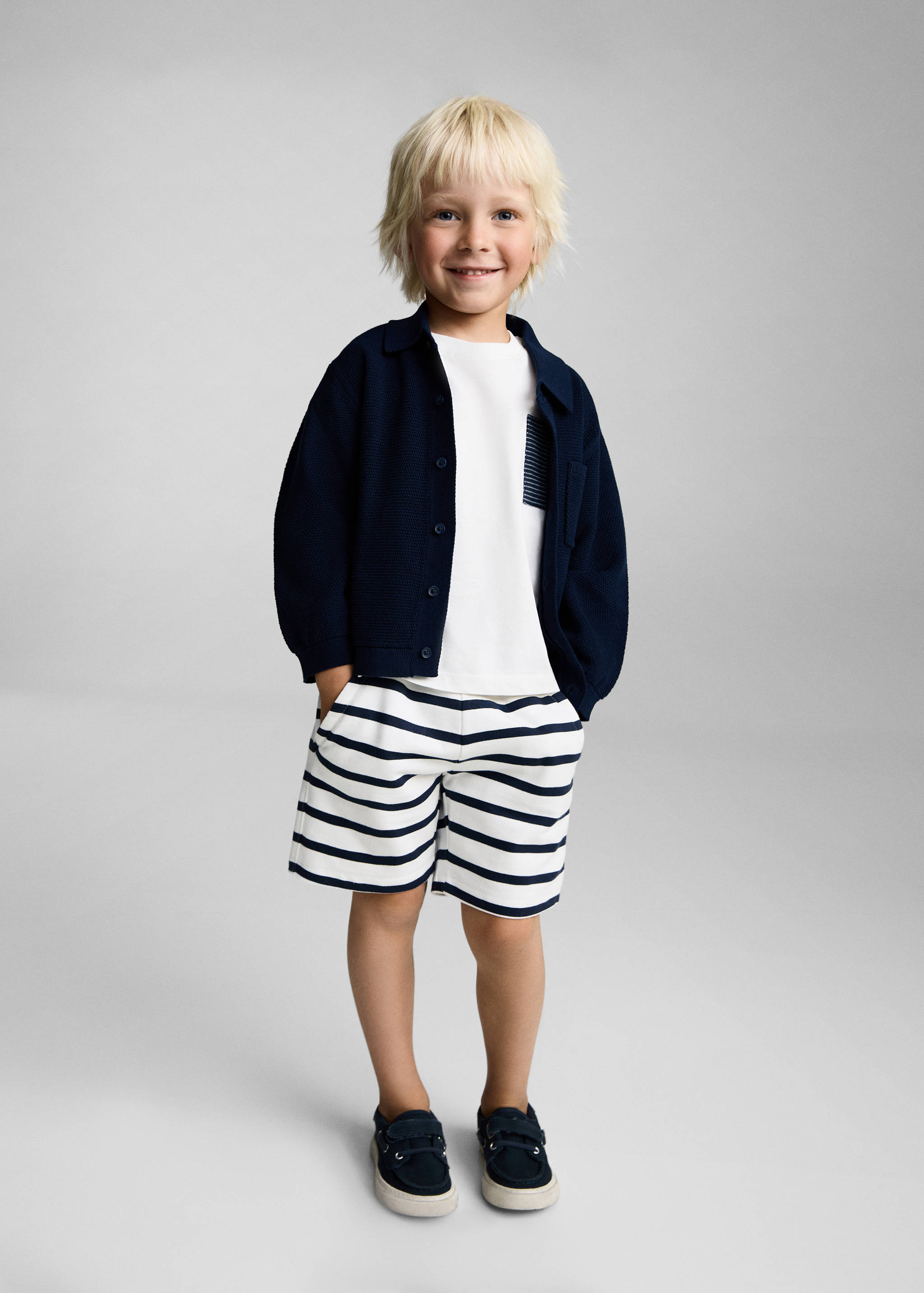 Striped cotton Bermuda shorts - General plane