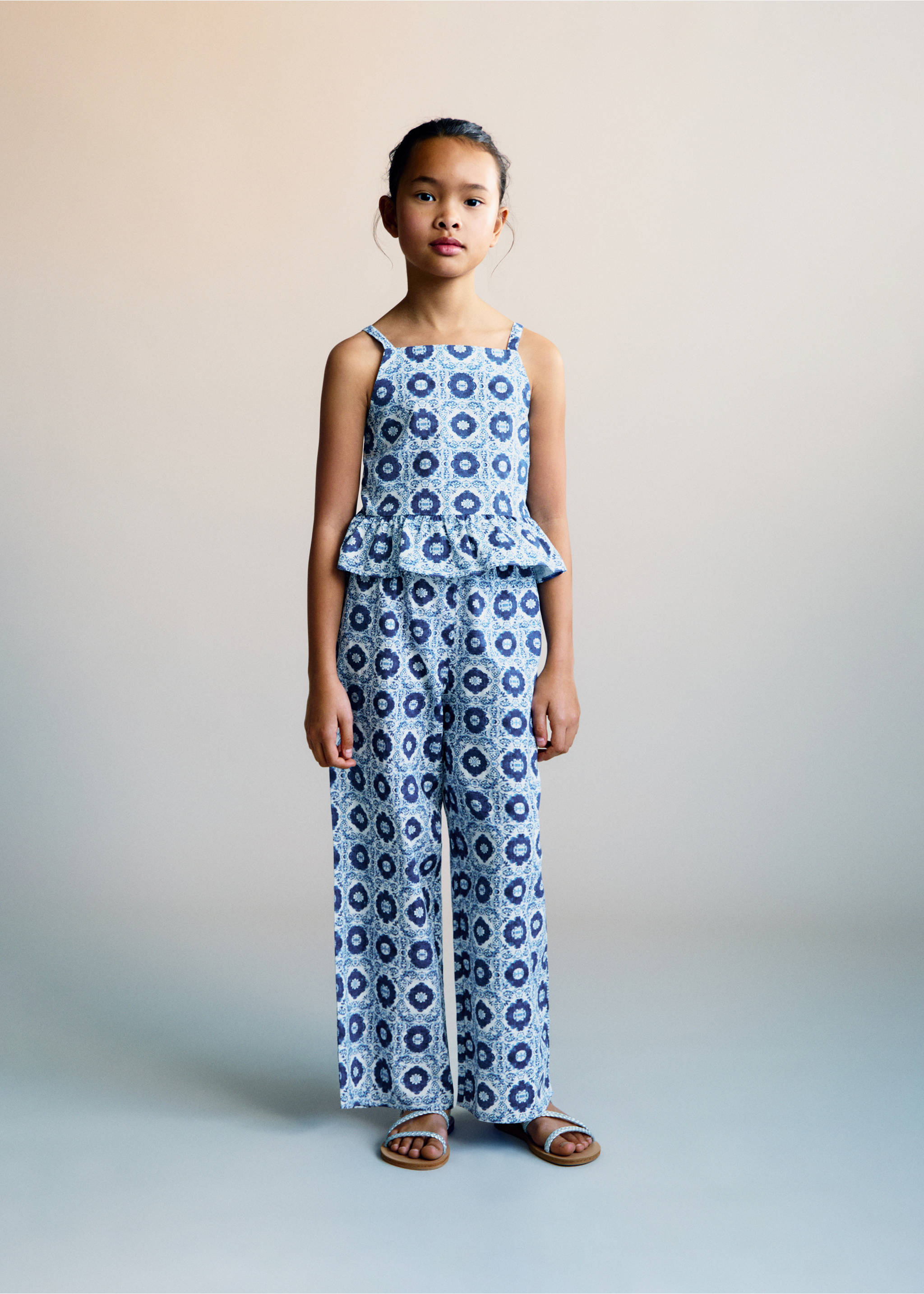 Ruffled printed blouse - General plane, Blue. Ref: 87085961-00.