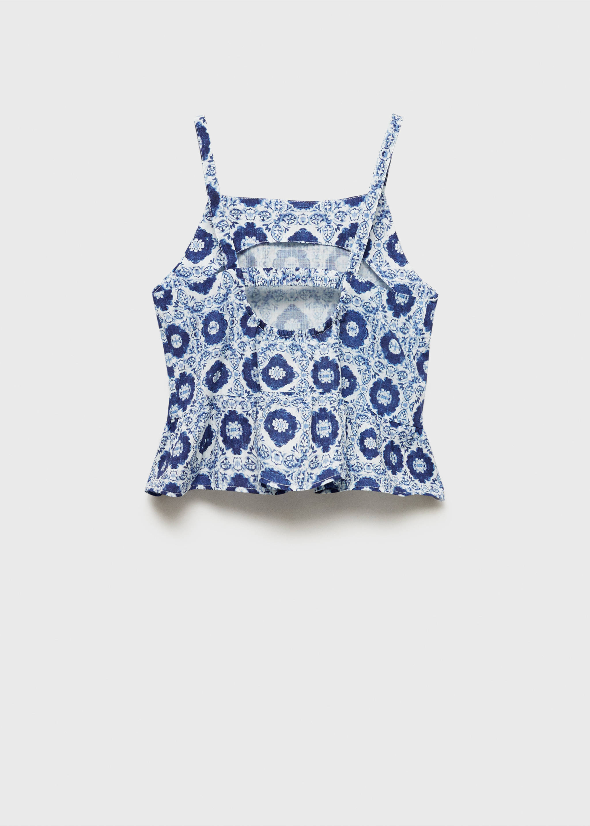 Ruffled printed blouse - Reverse of the article, Blue. Ref: 87085961-00.