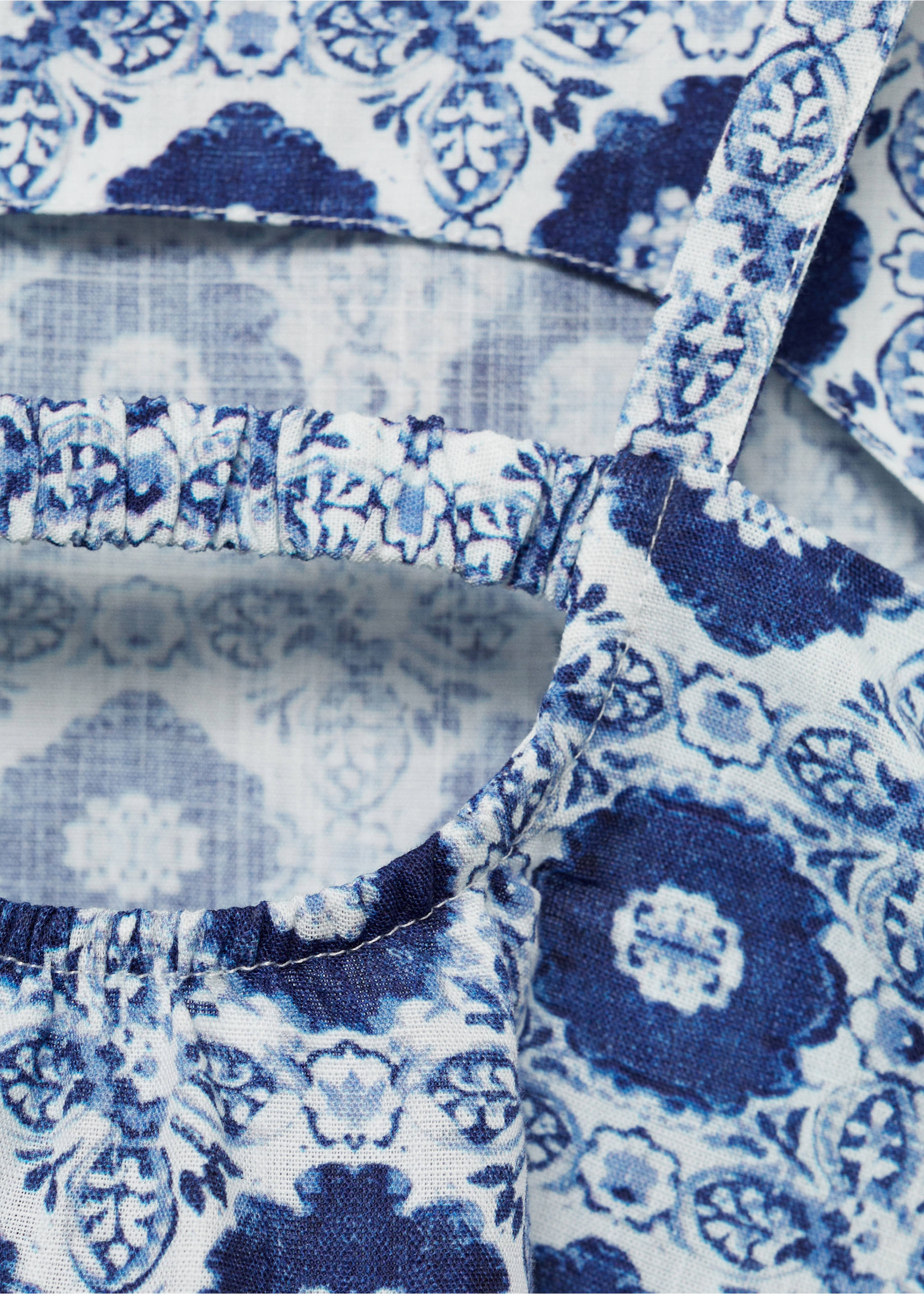 Ruffled printed blouse - Details of the article 0, Blue. Ref: 87085961-00.