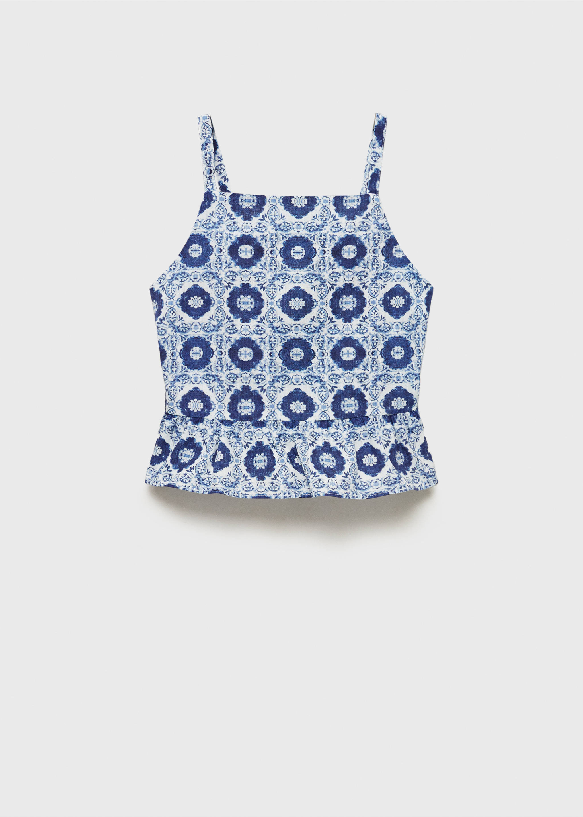Ruffled printed blouse - Article without model, Blue. Ref: 87085961-00.