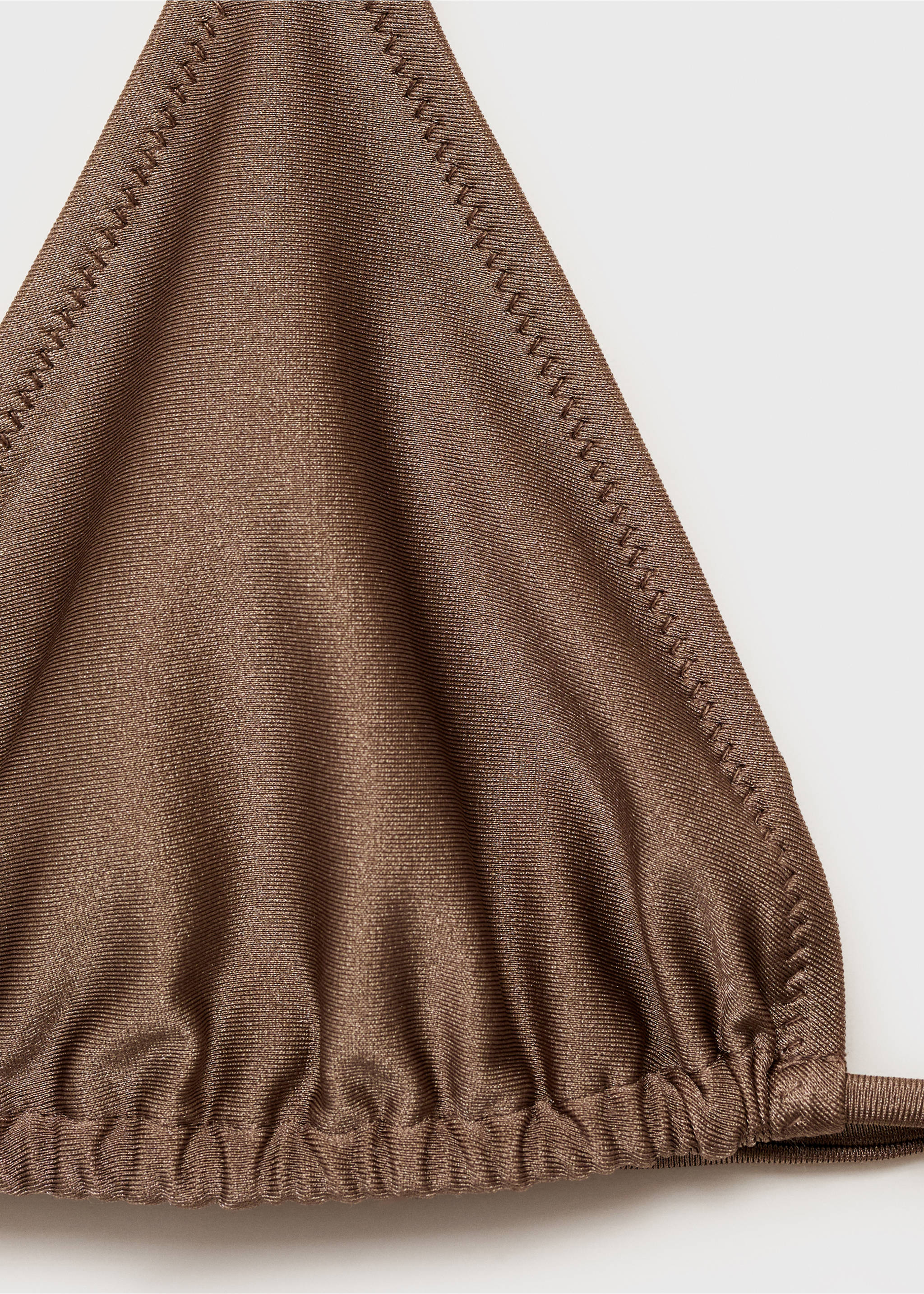 Bikini top with shiny finish - Details of the article 8, Medium Brown. Ref: 87085967-00.