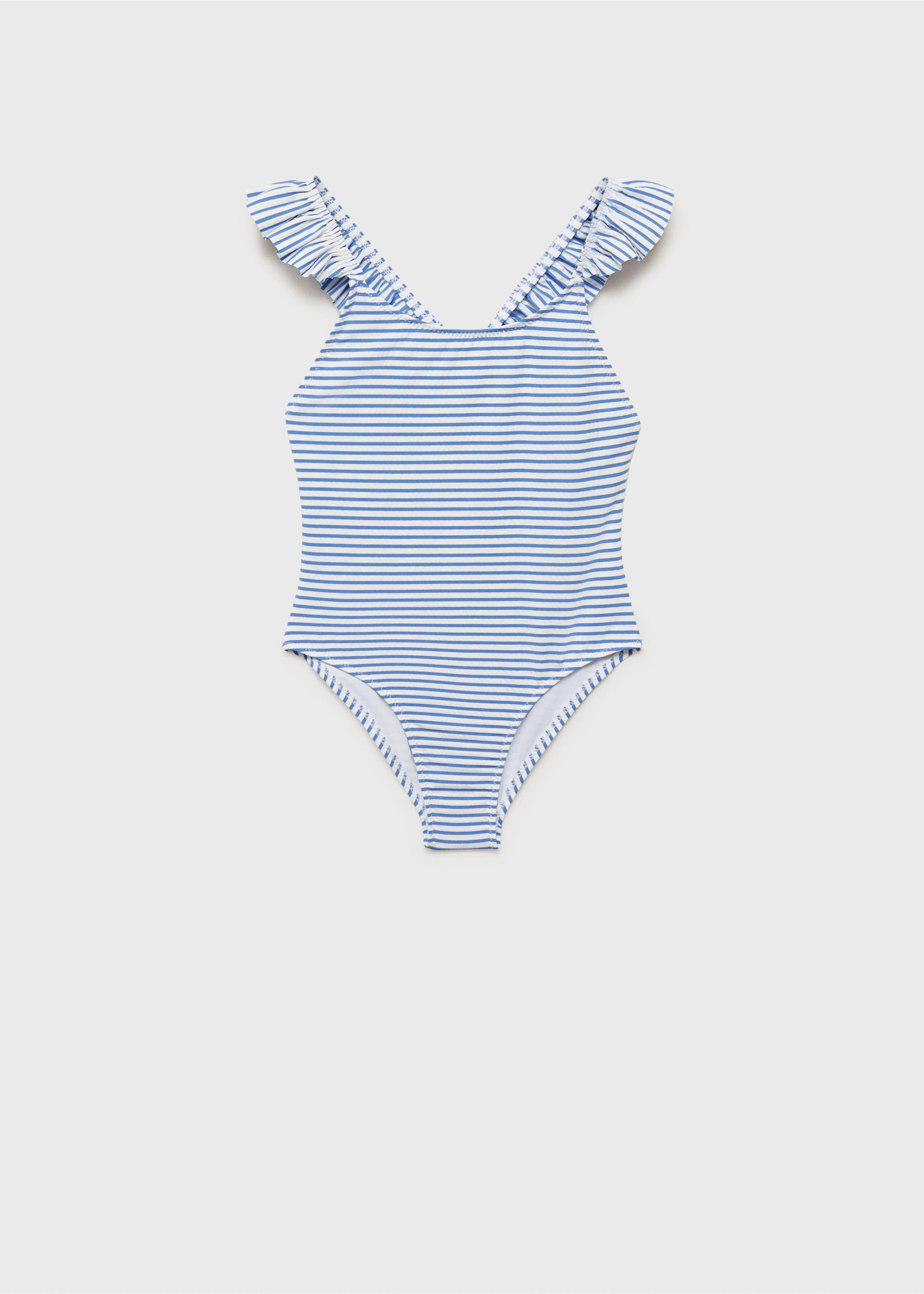 Ruffled striped swimsuit - Article without model, Blue. Ref: 87085973-00.